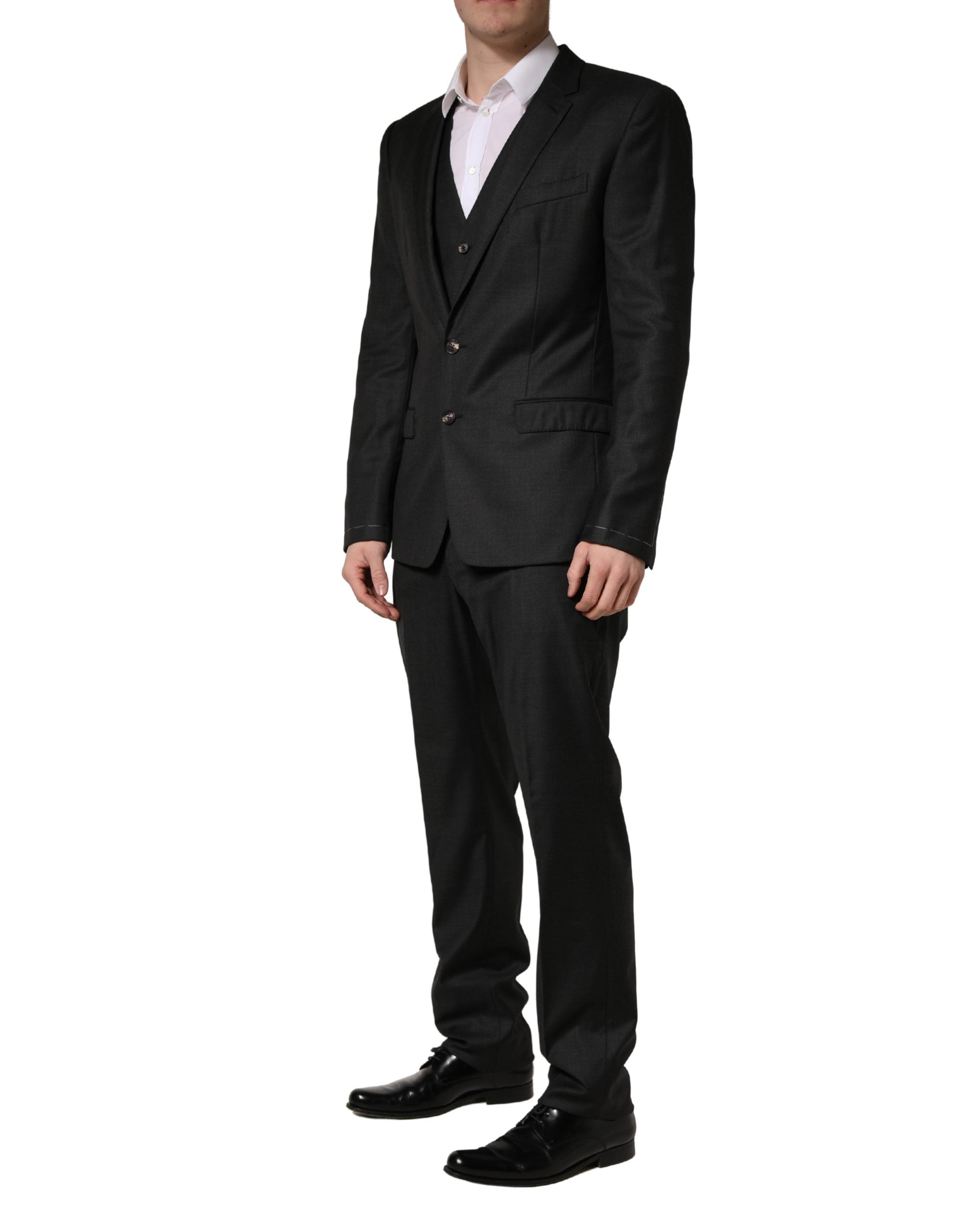 Dolce & Gabbana Black Wool Slim Fit Formal 3 Piece Men Men's Suit