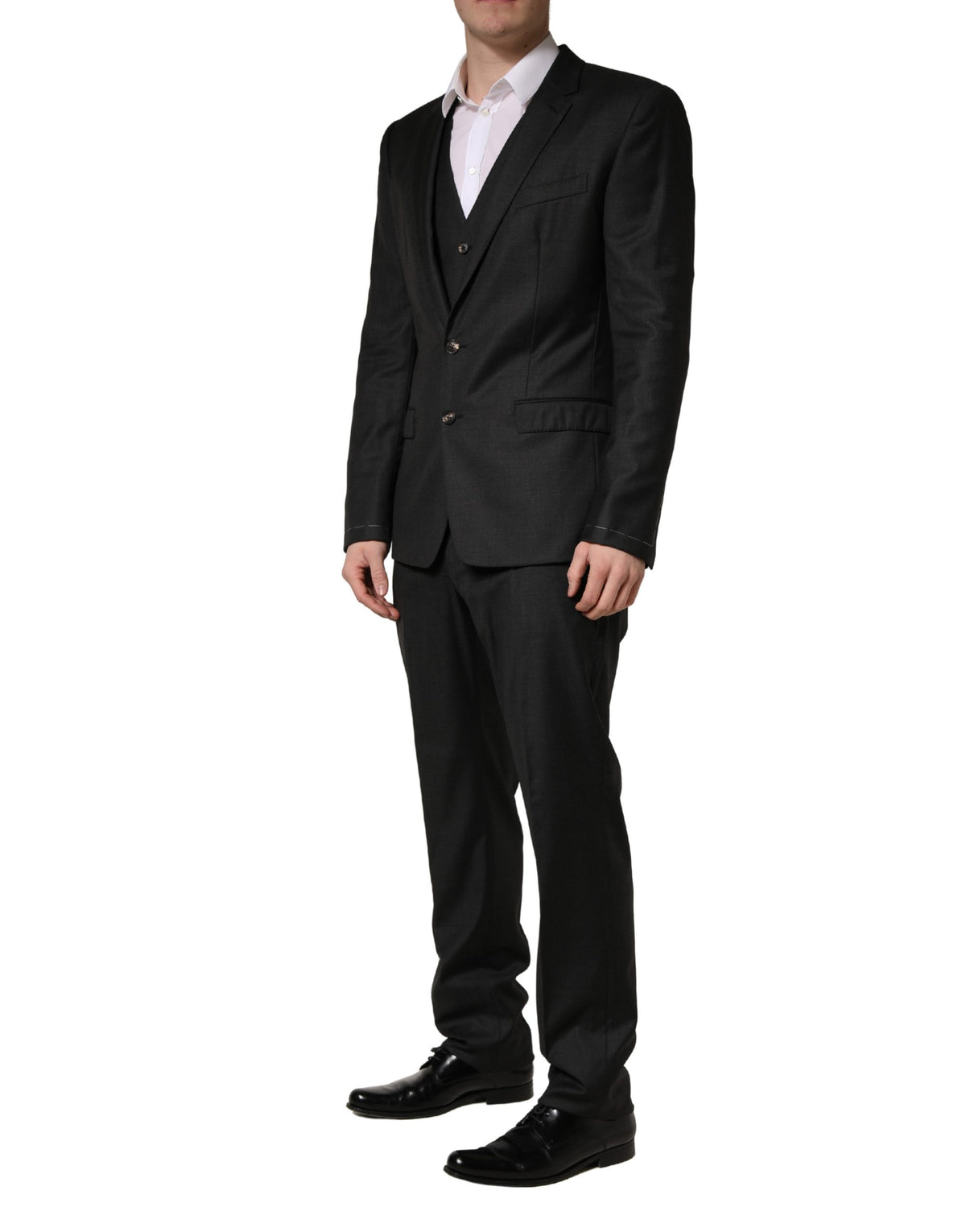 Dolce & Gabbana Dark Gray Wool Slim Fit Formal 3 Piece Men Men's Suit