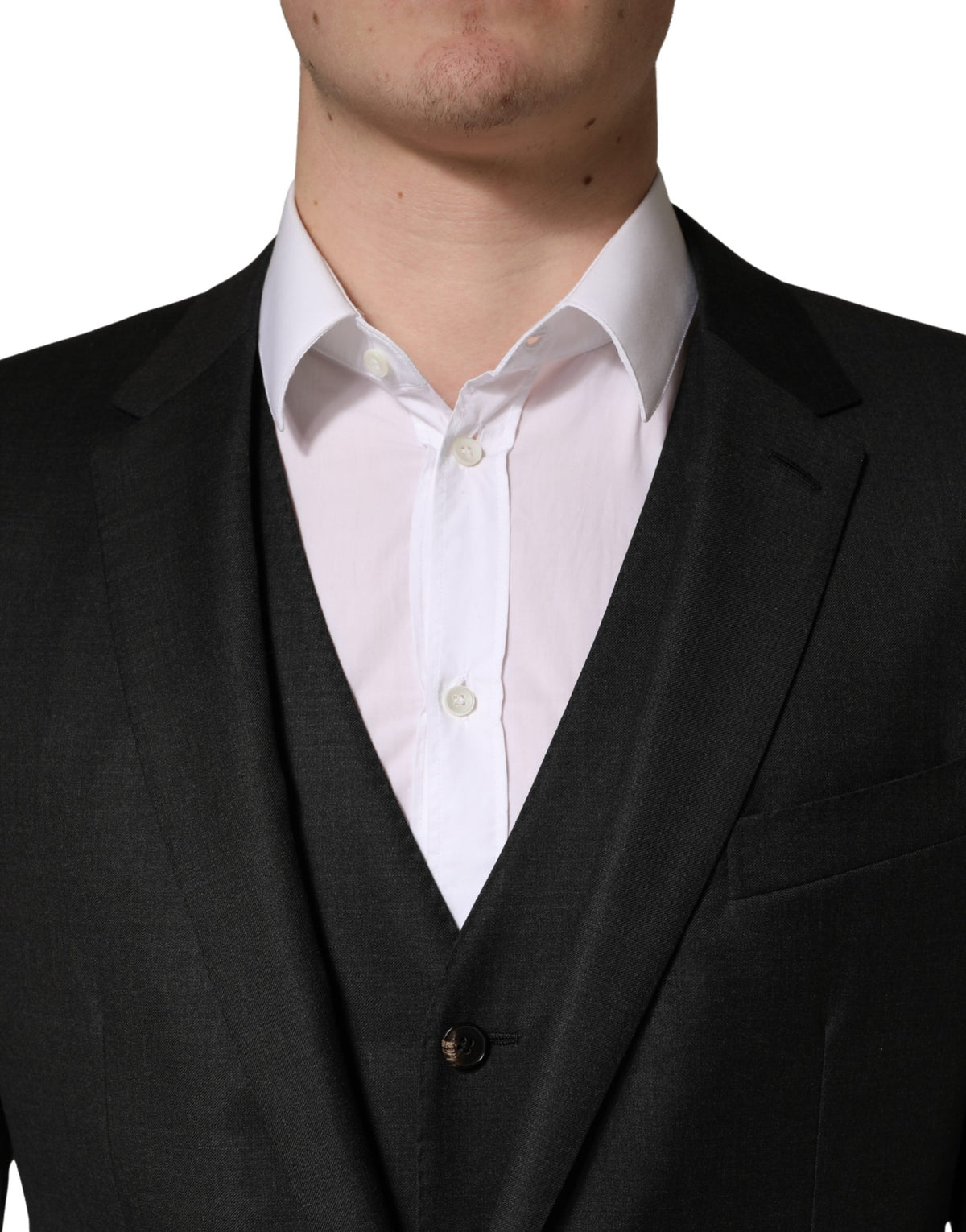 Dolce & Gabbana Dark Gray Wool Slim Fit Formal 3 Piece Men Men's Suit