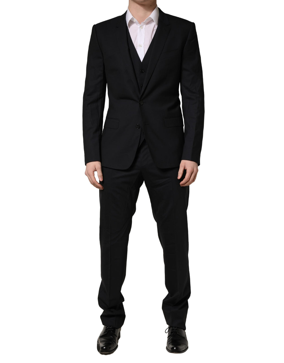 Dolce & Gabbana Dark Blue Wool 2 Buttons Formal 3 Piece Men Men's Suit (Pre-Owned)