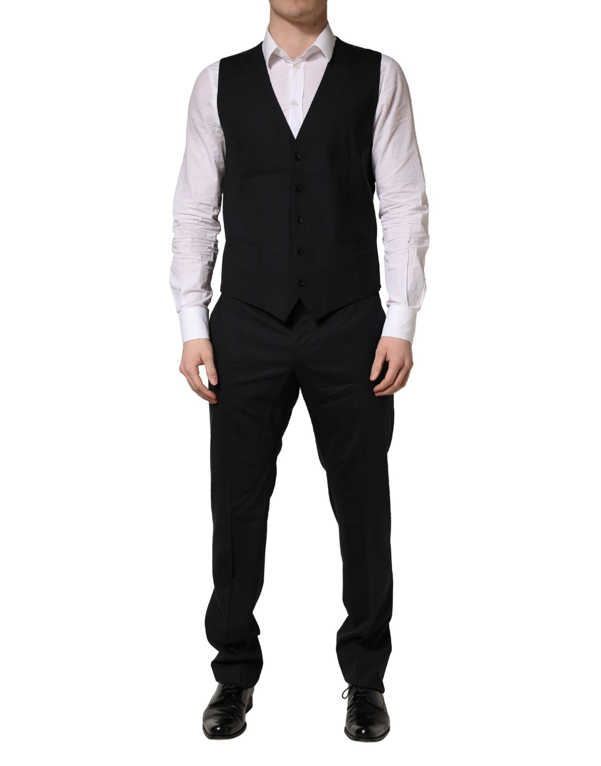 Dolce & Gabbana Dark Blue Wool 2 Buttons Formal 3 Piece Men Men's Suit (Pre-Owned)