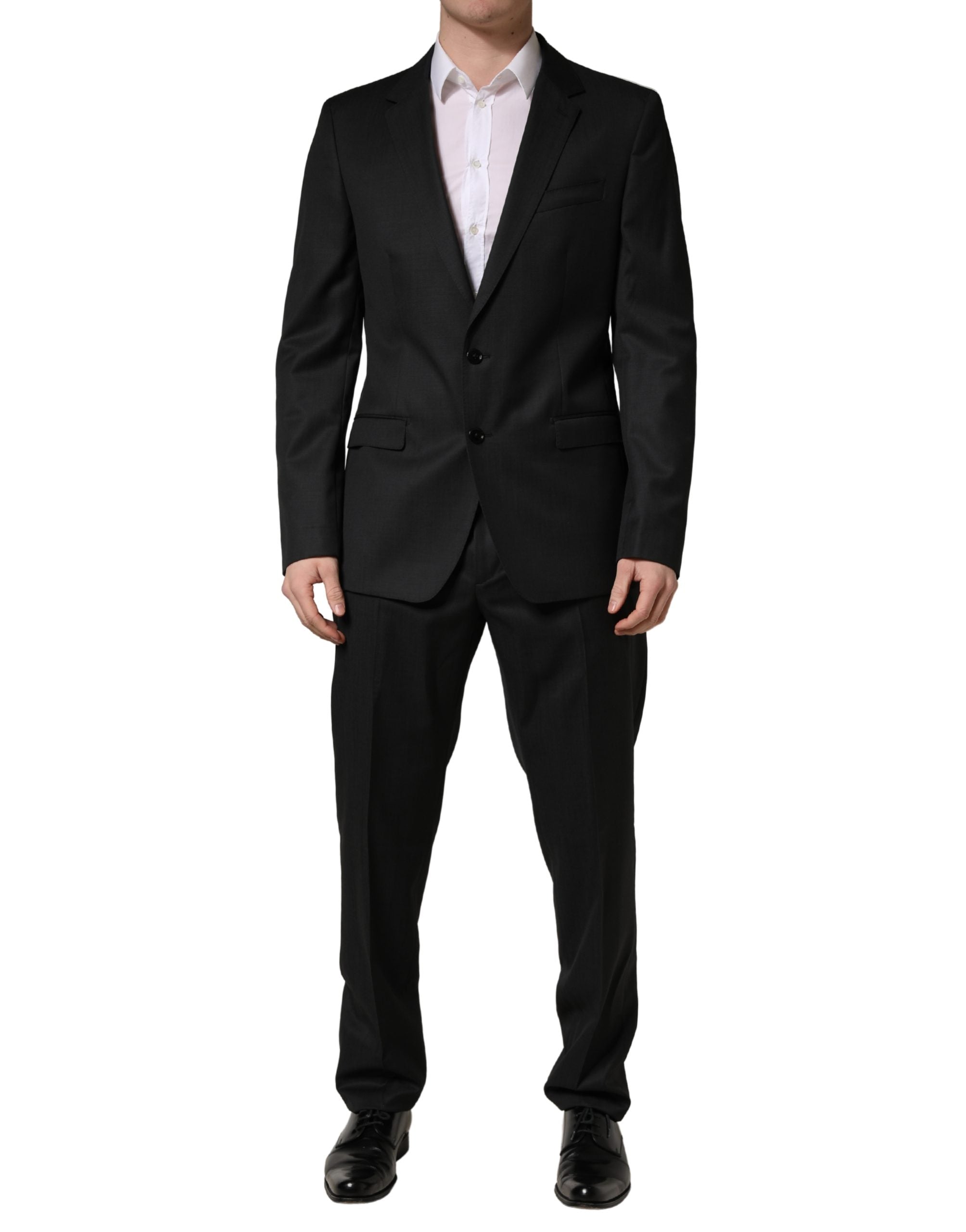 Dolce & Gabbana Black Wool 2 Buttons Formal 2 Piece Men's Suit (Pre-Owned)