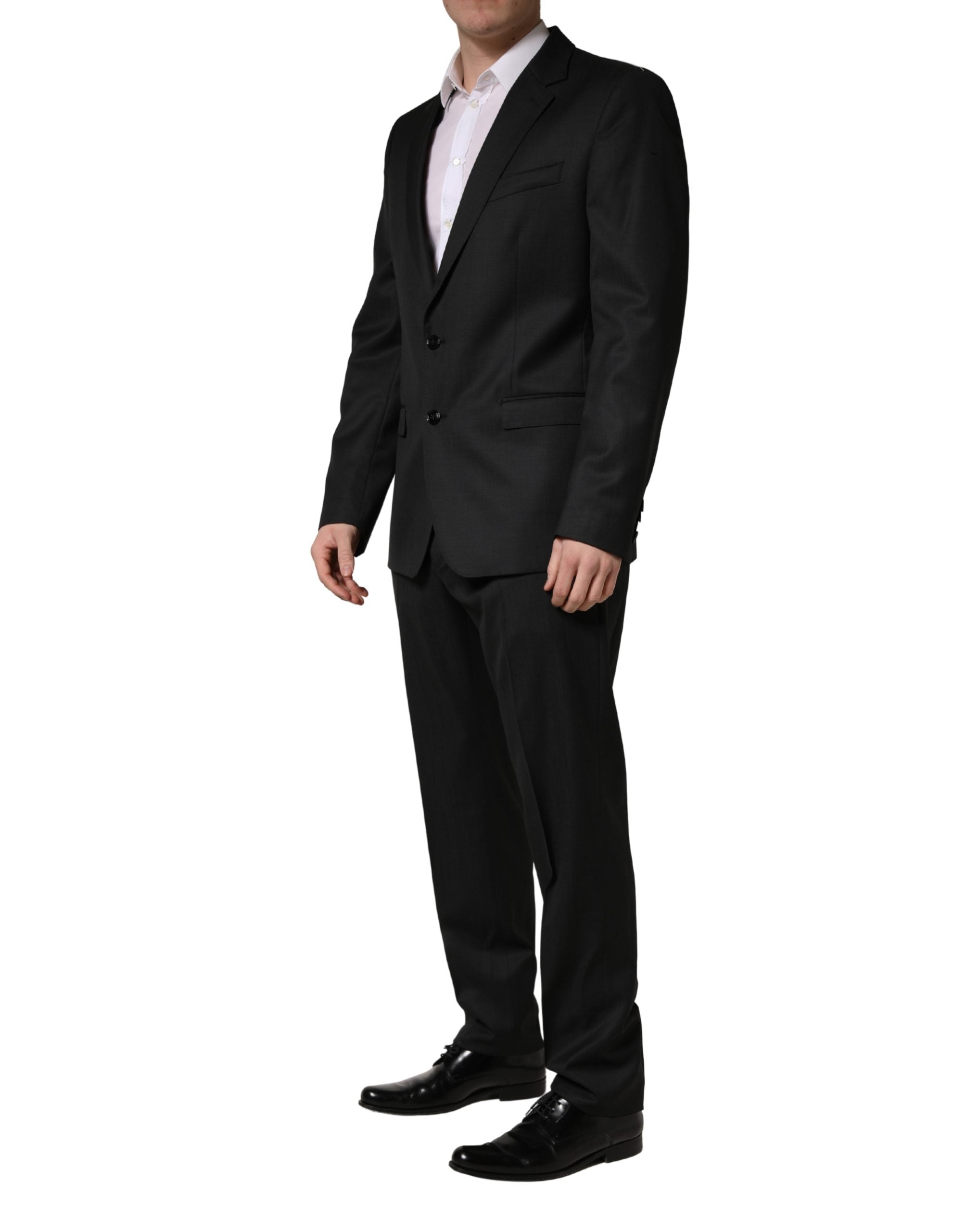 Dolce & Gabbana Black Wool 2 Buttons Formal 2 Piece Men's Suit (Pre-Owned)