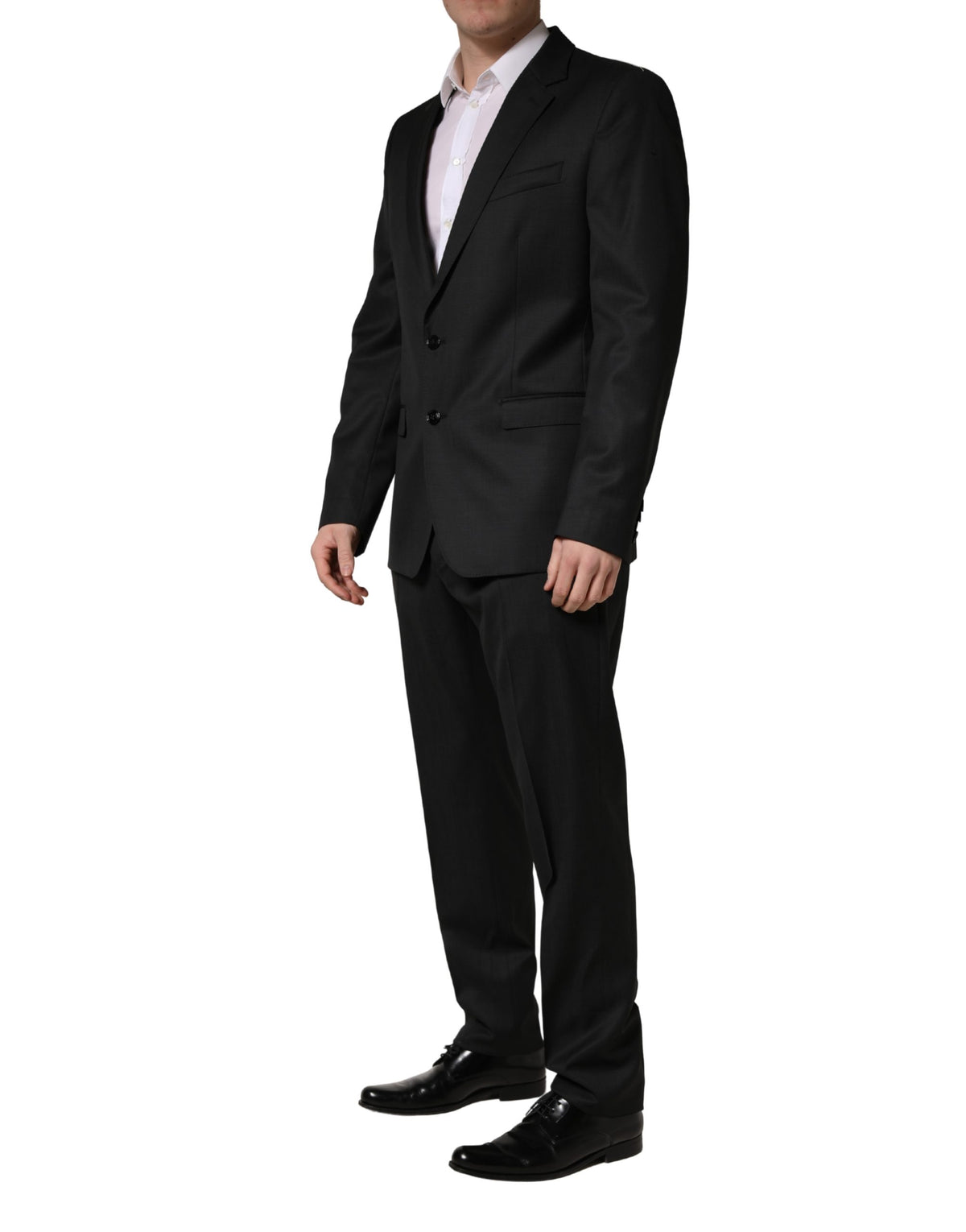 Dolce & Gabbana Black Wool 2 Buttons Formal 2 Piece Men's Suit (Pre-Owned)
