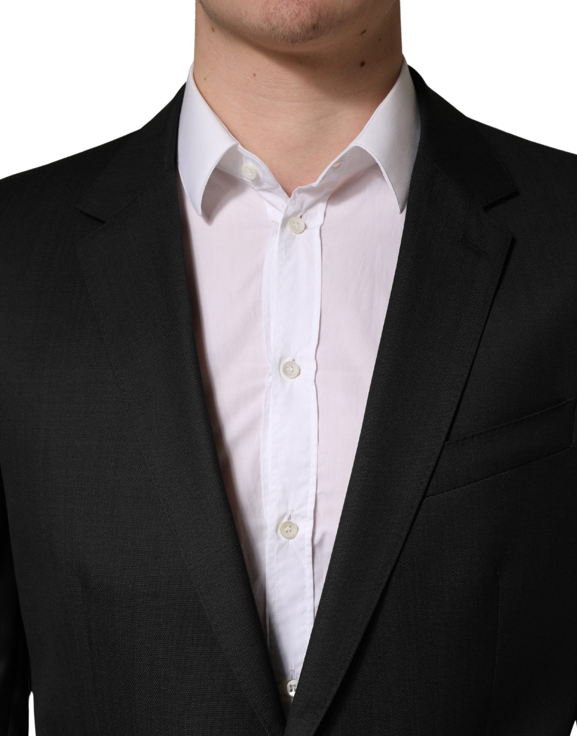 Dolce & Gabbana Black Wool 2 Buttons Formal 2 Piece Men's Suit (Pre-Owned)