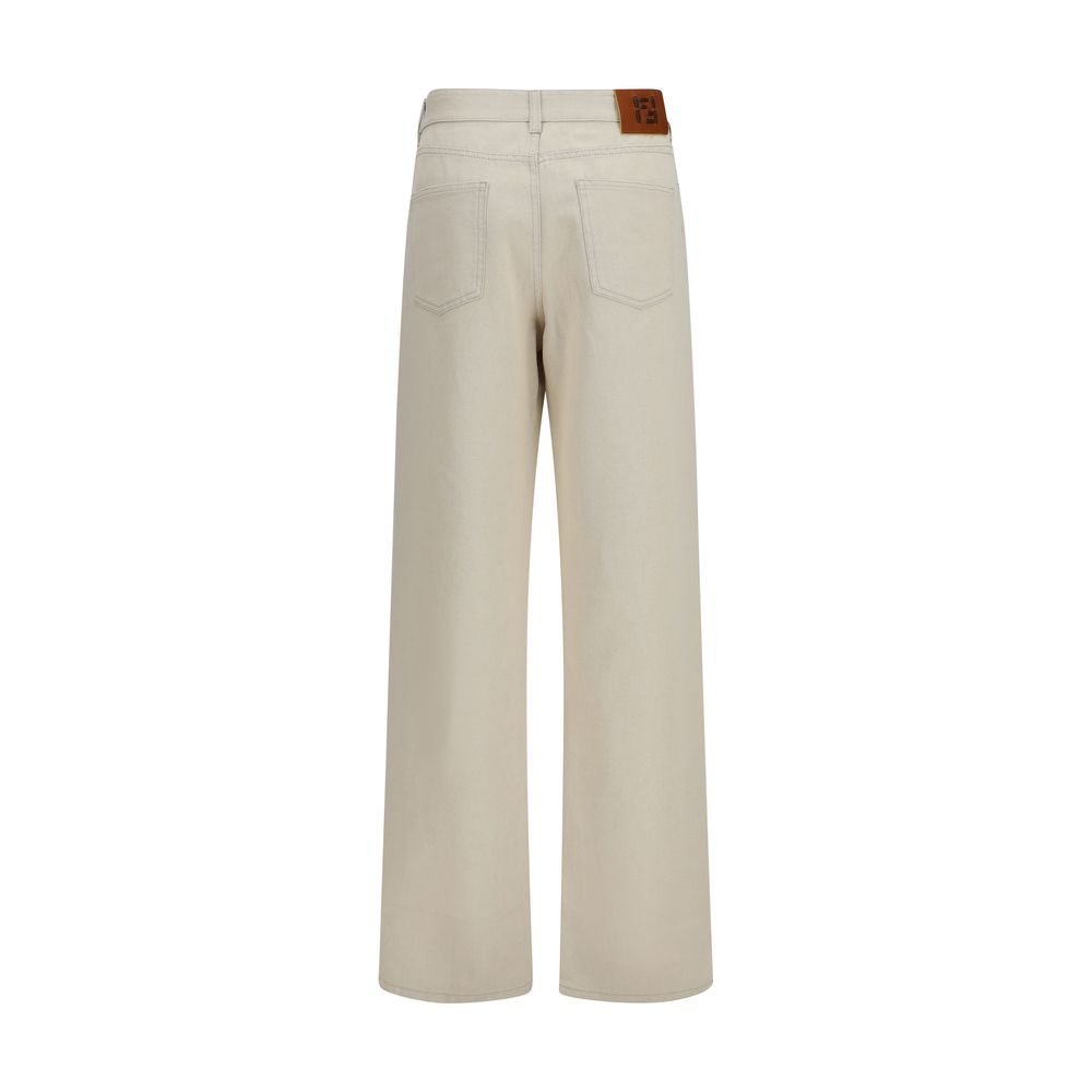 Fendi Beige Cotton Straight-Leg Women's Jeans