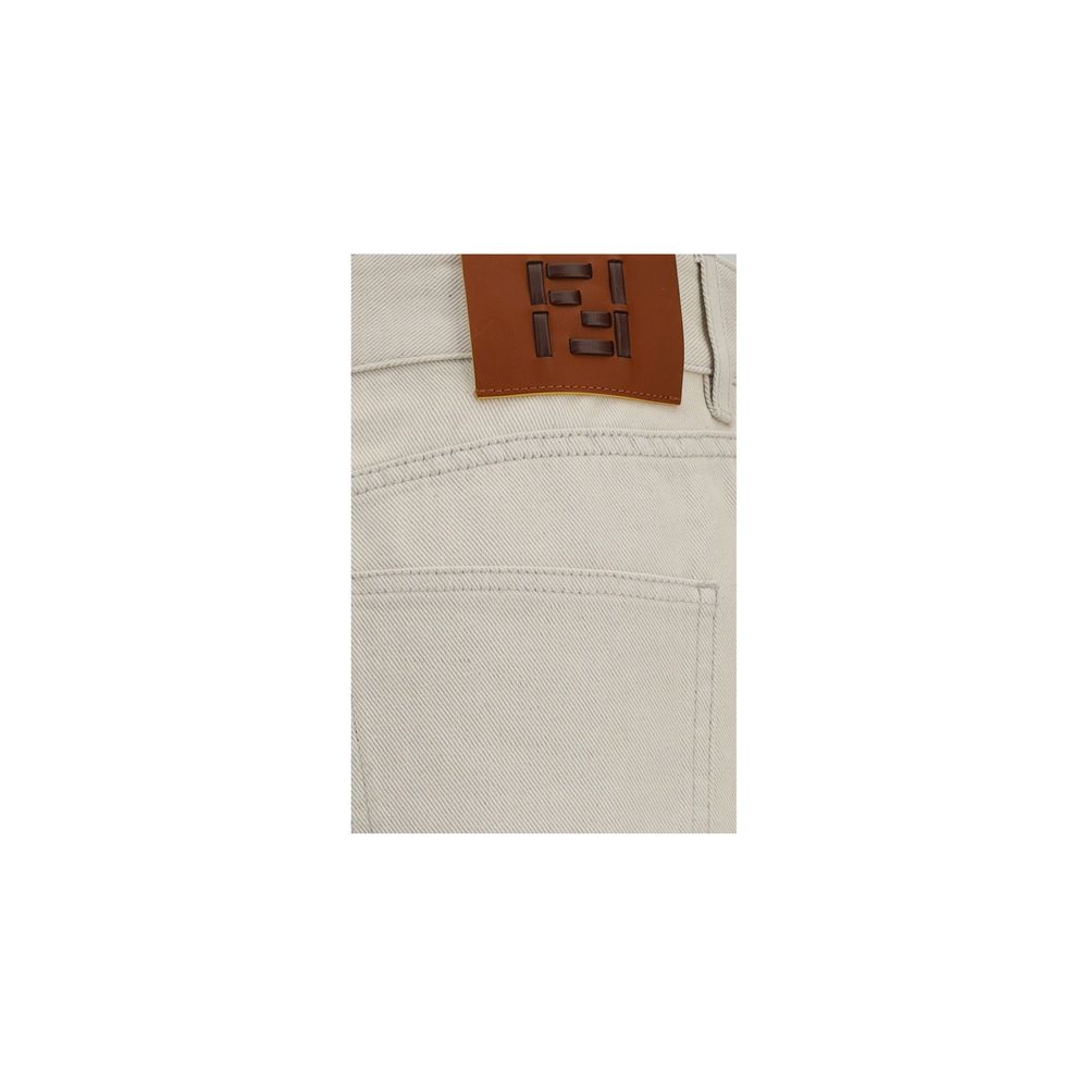 Fendi Beige Cotton Straight-Leg Women's Jeans
