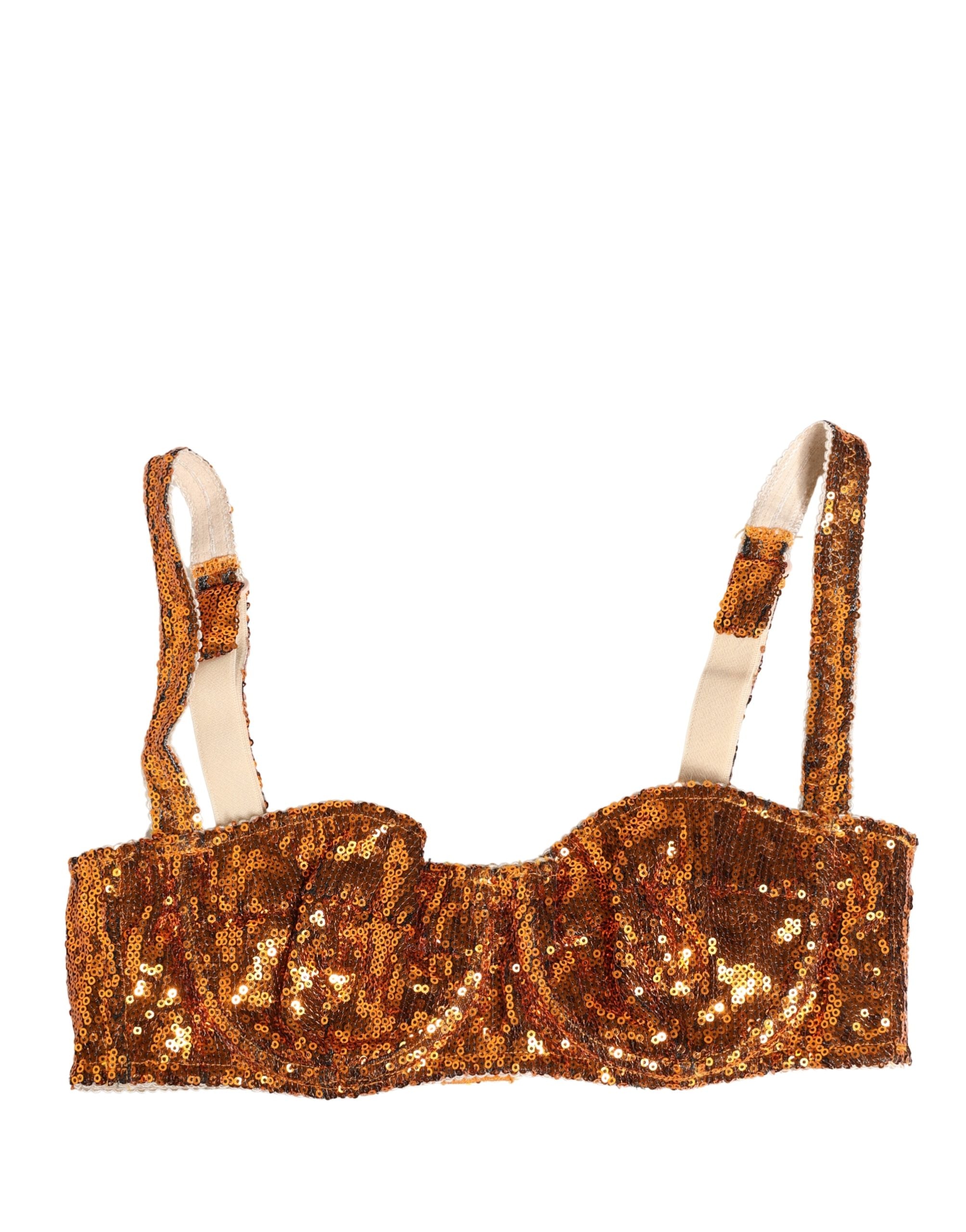 Dolce & Gabbana Gold Sequined Nyon Balconnet Bra Women's Underwear