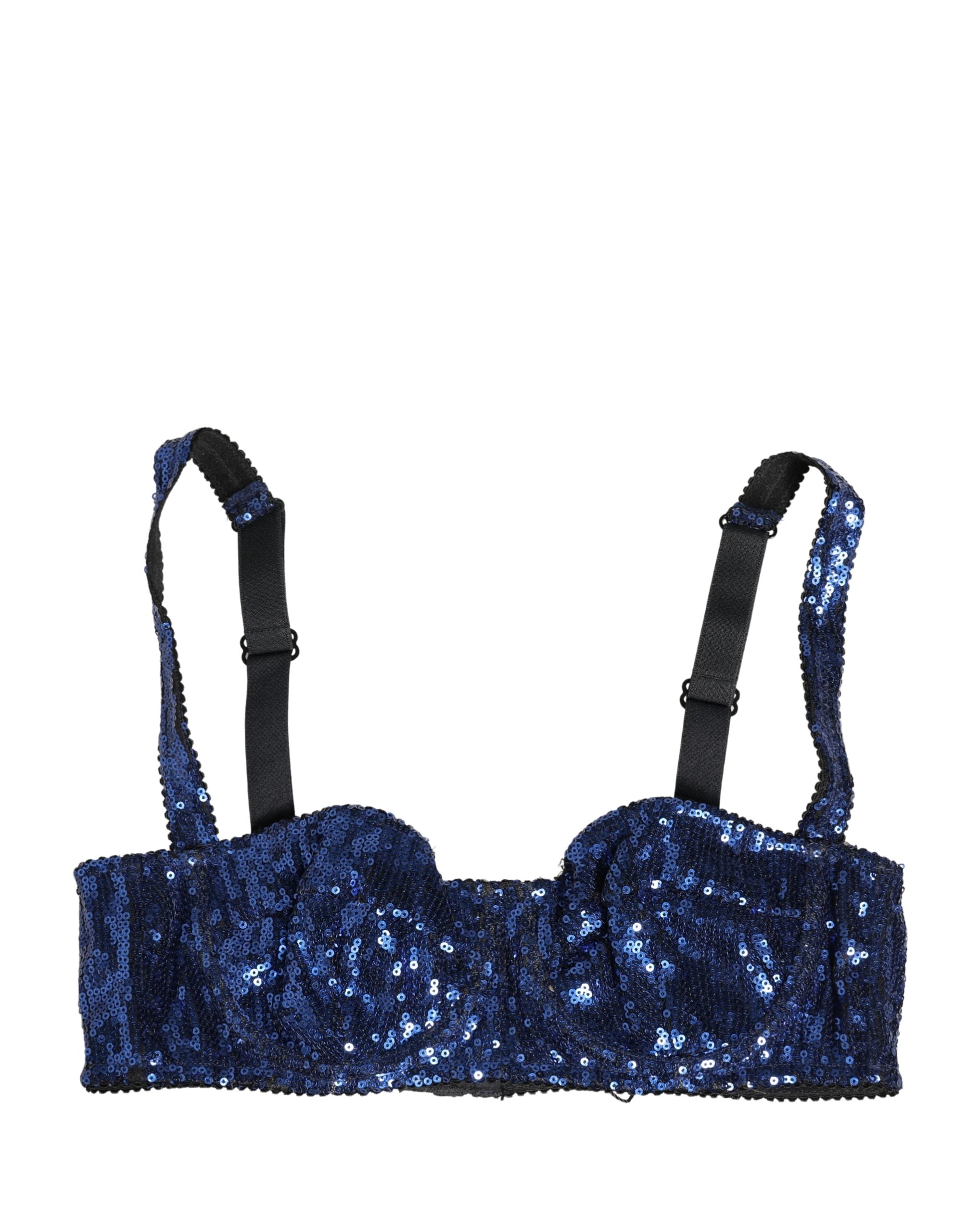 Dolce & Gabbana Blue Sequined Nyon Balconnet Bra Women's Underwear
