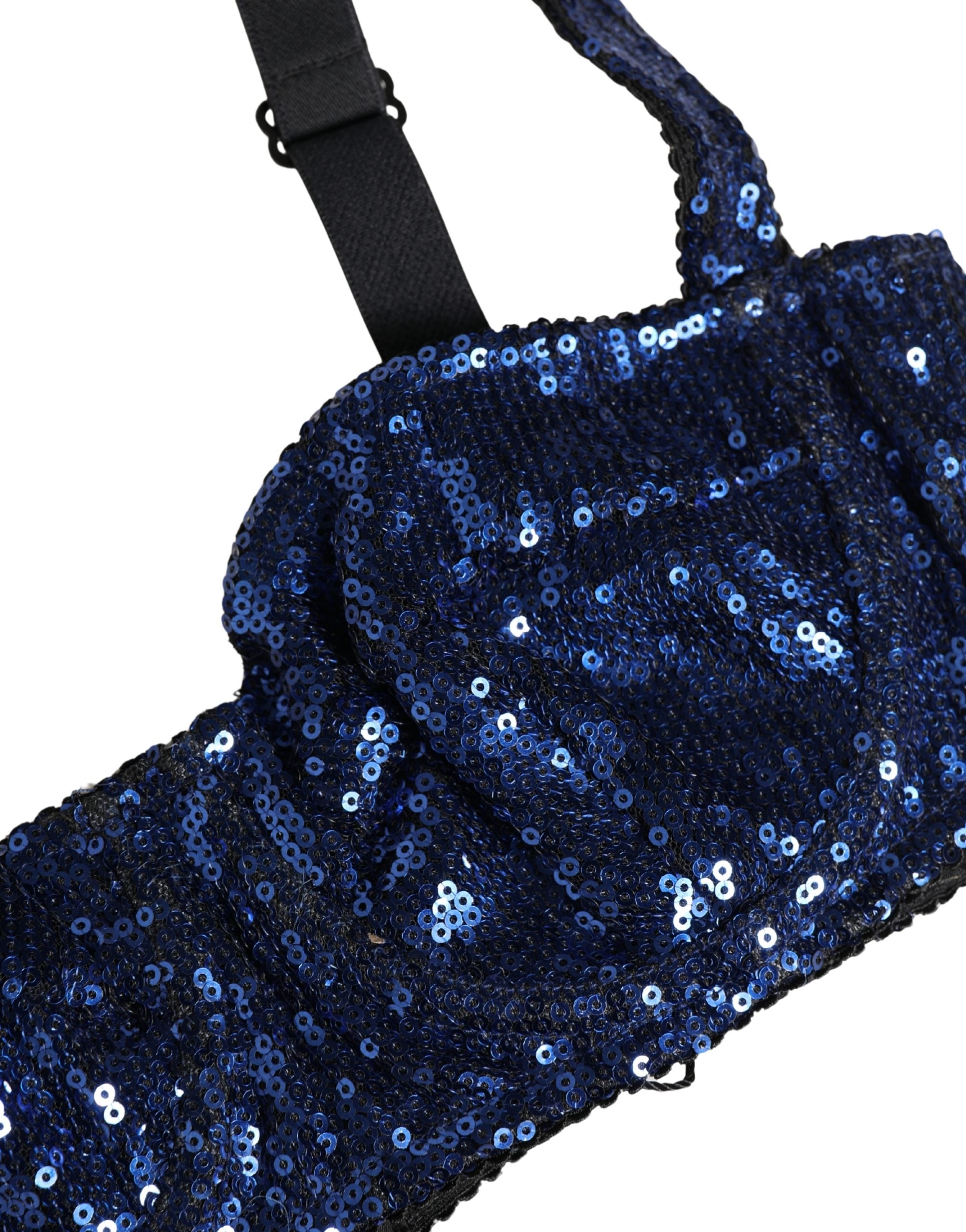 Dolce & Gabbana Blue Sequined Nyon Balconnet Bra Women's Underwear