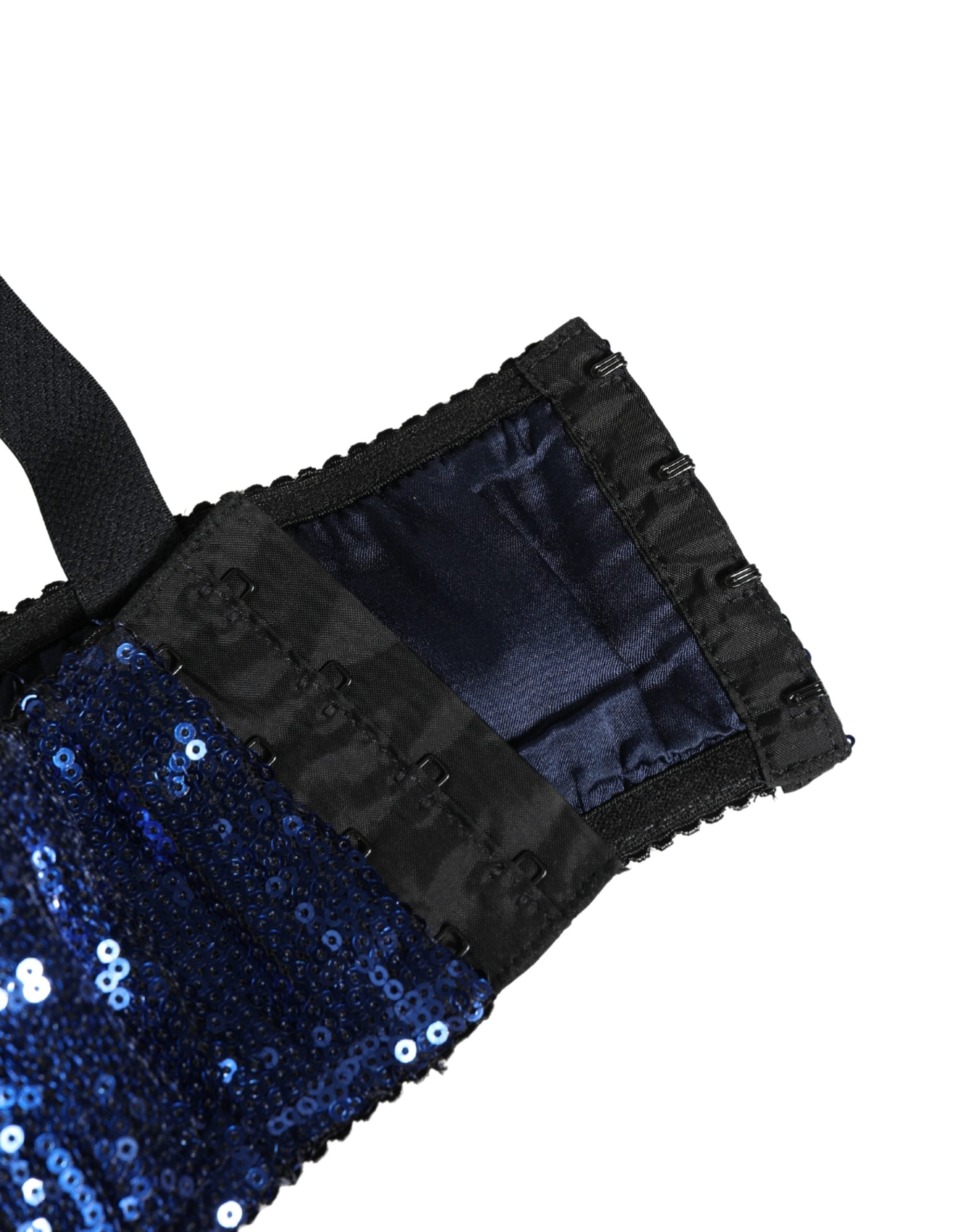 Dolce & Gabbana Blue Sequined Nyon Balconnet Bra Women's Underwear