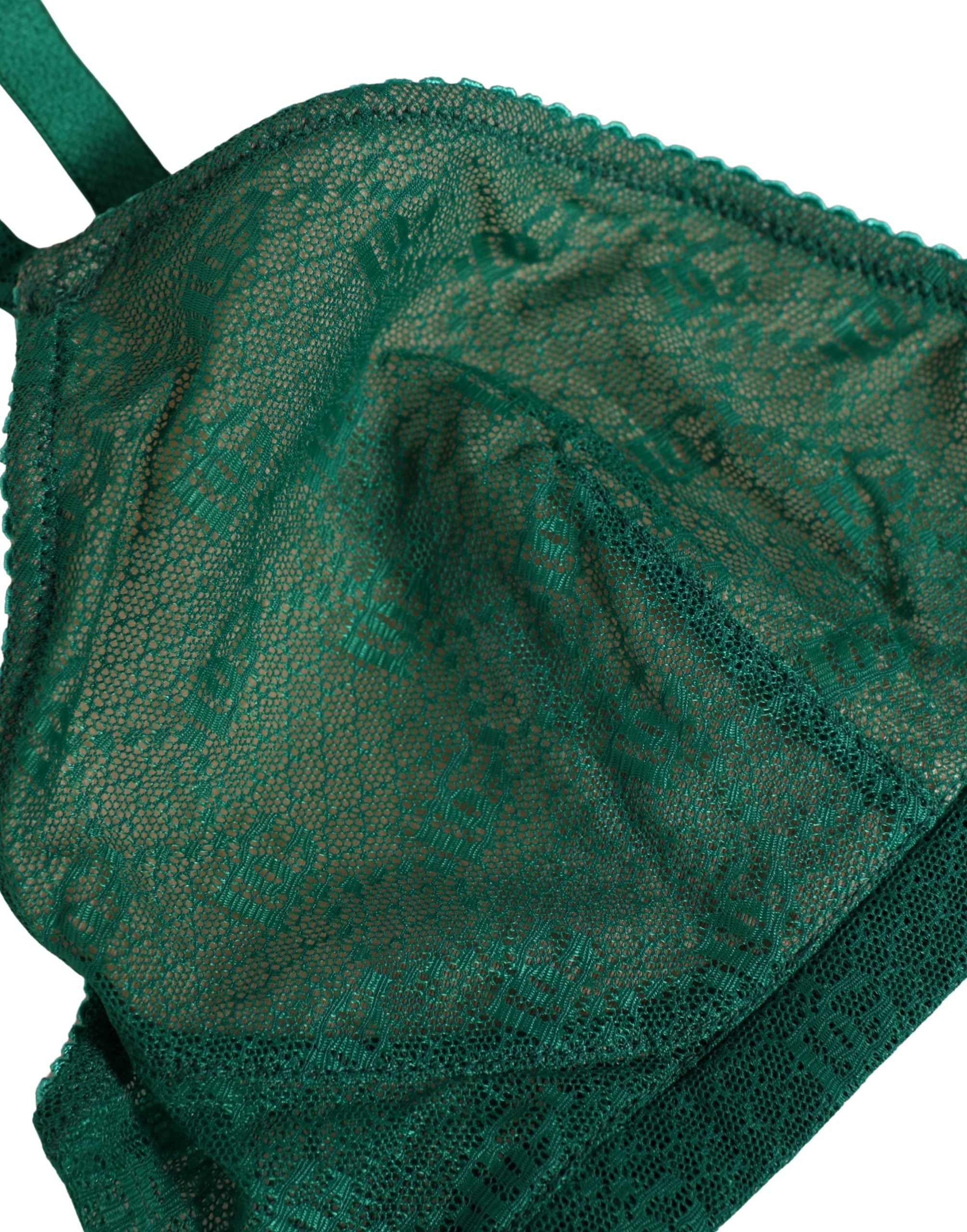 Dolce & Gabbana Green Nylon Stretch Soft Cup Brassiere Women's Underwear