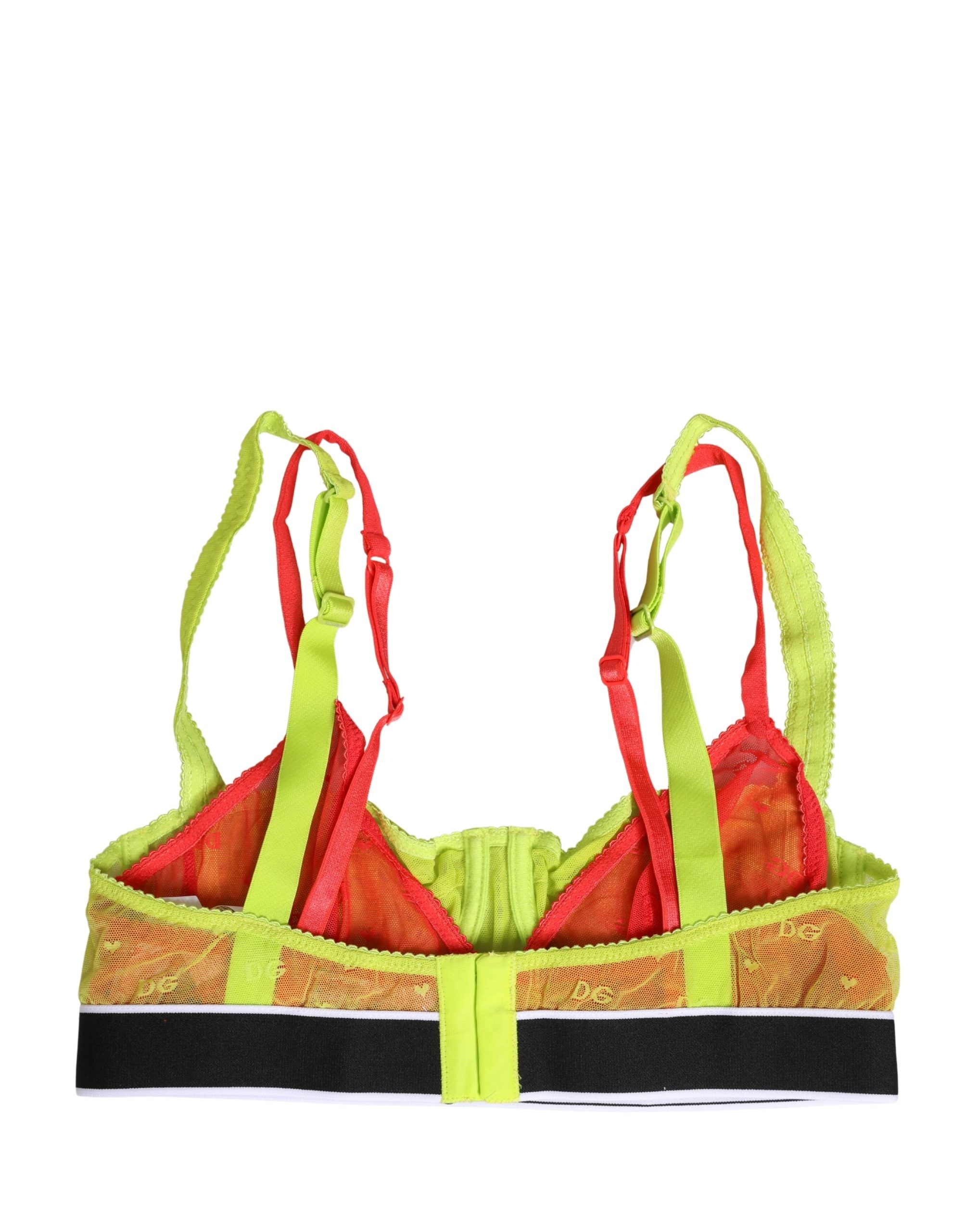 Dolce & Gabbana Yellow Nylon Layered Lace Balconnet Bra Women's Underwear