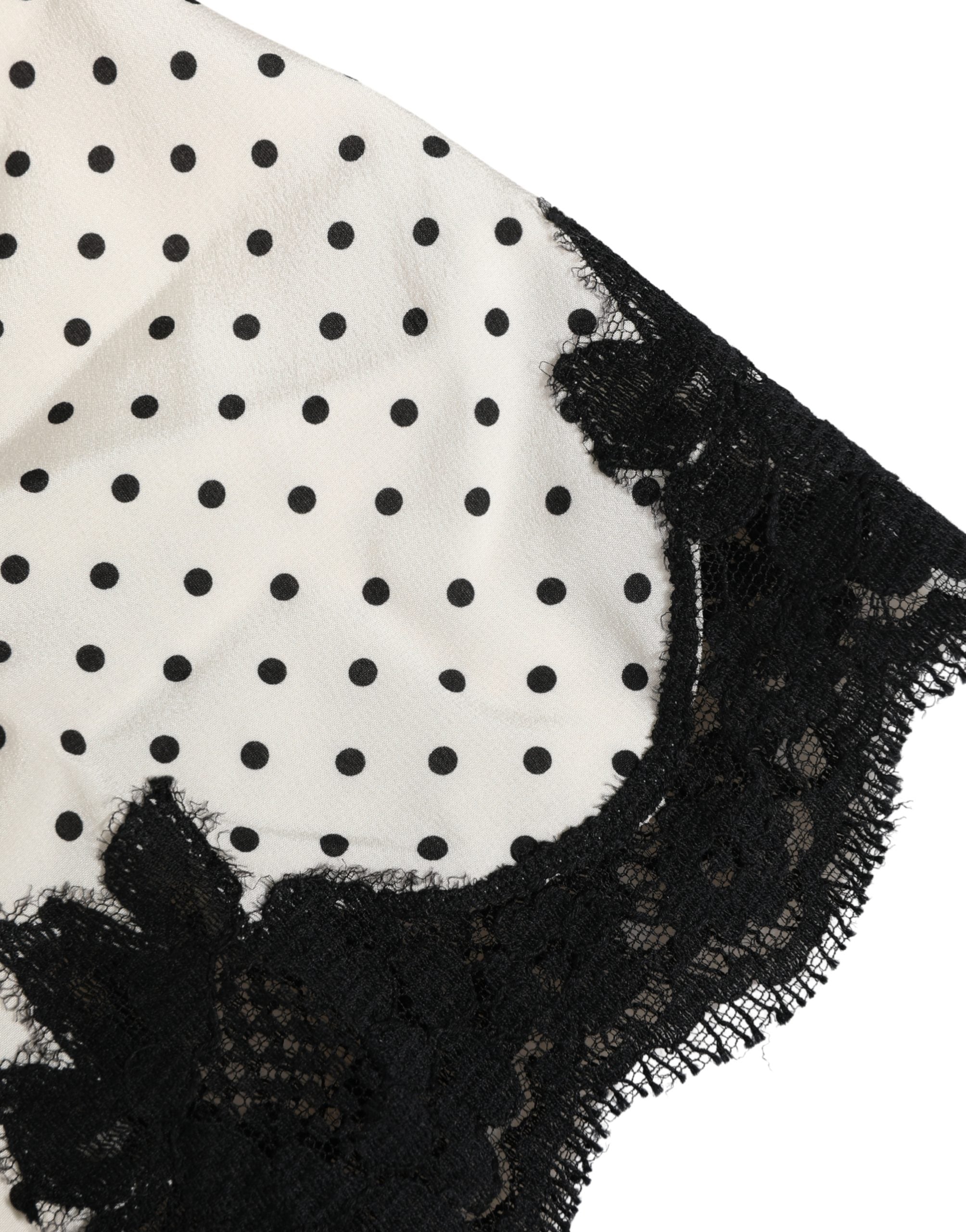 Dolce & Gabbana White Polka Dot Lace-Trimmed Camisole Top Women's Underwear