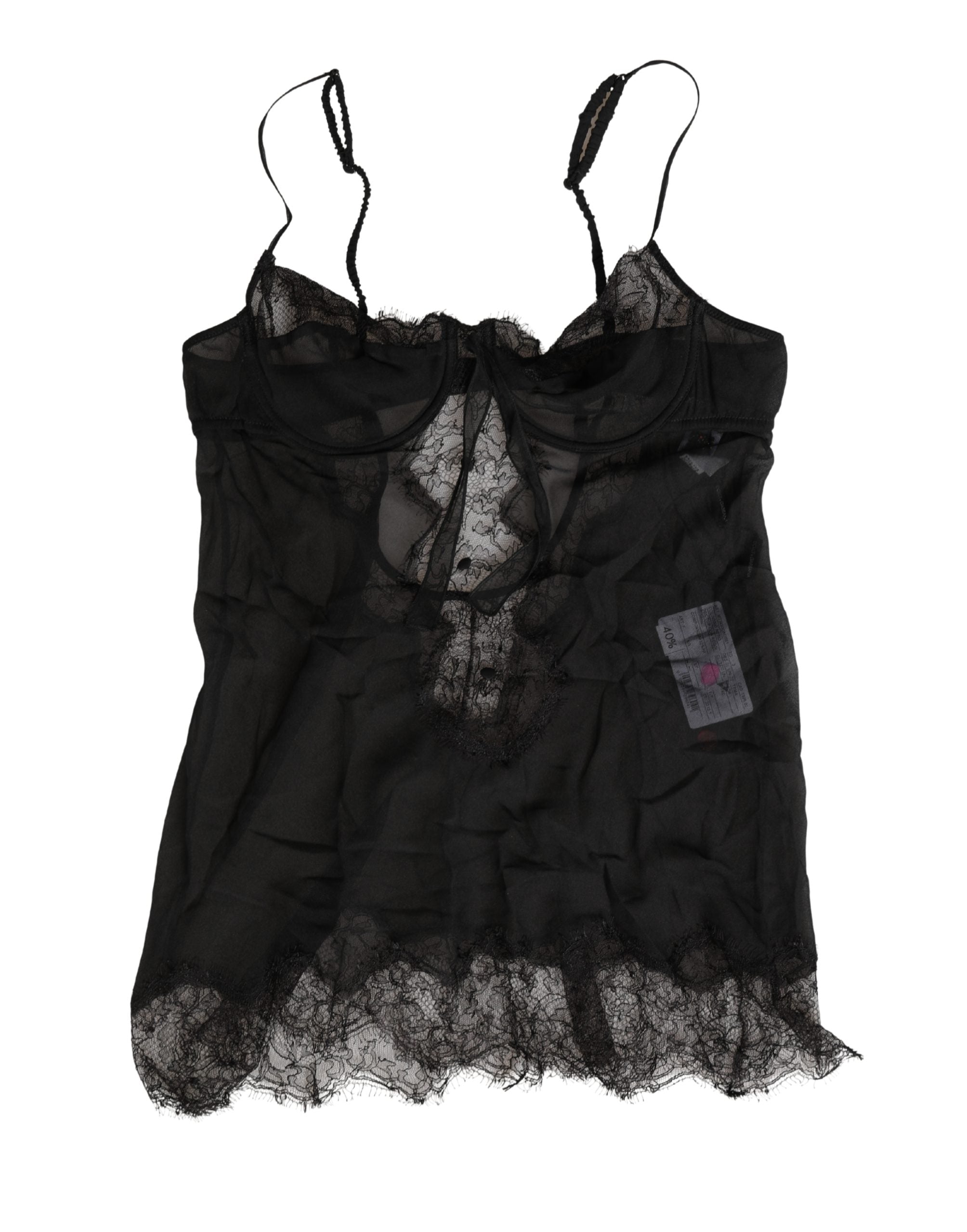 Dolce & Gabbana Black Silk Lace Lingerie Chemise Top Women's Underwear