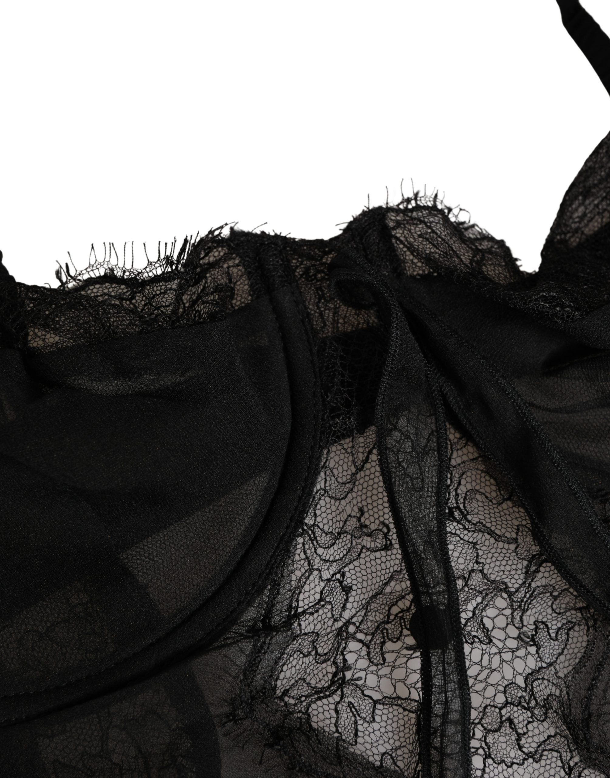 Dolce & Gabbana Black Silk Lace Lingerie Chemise Top Women's Underwear