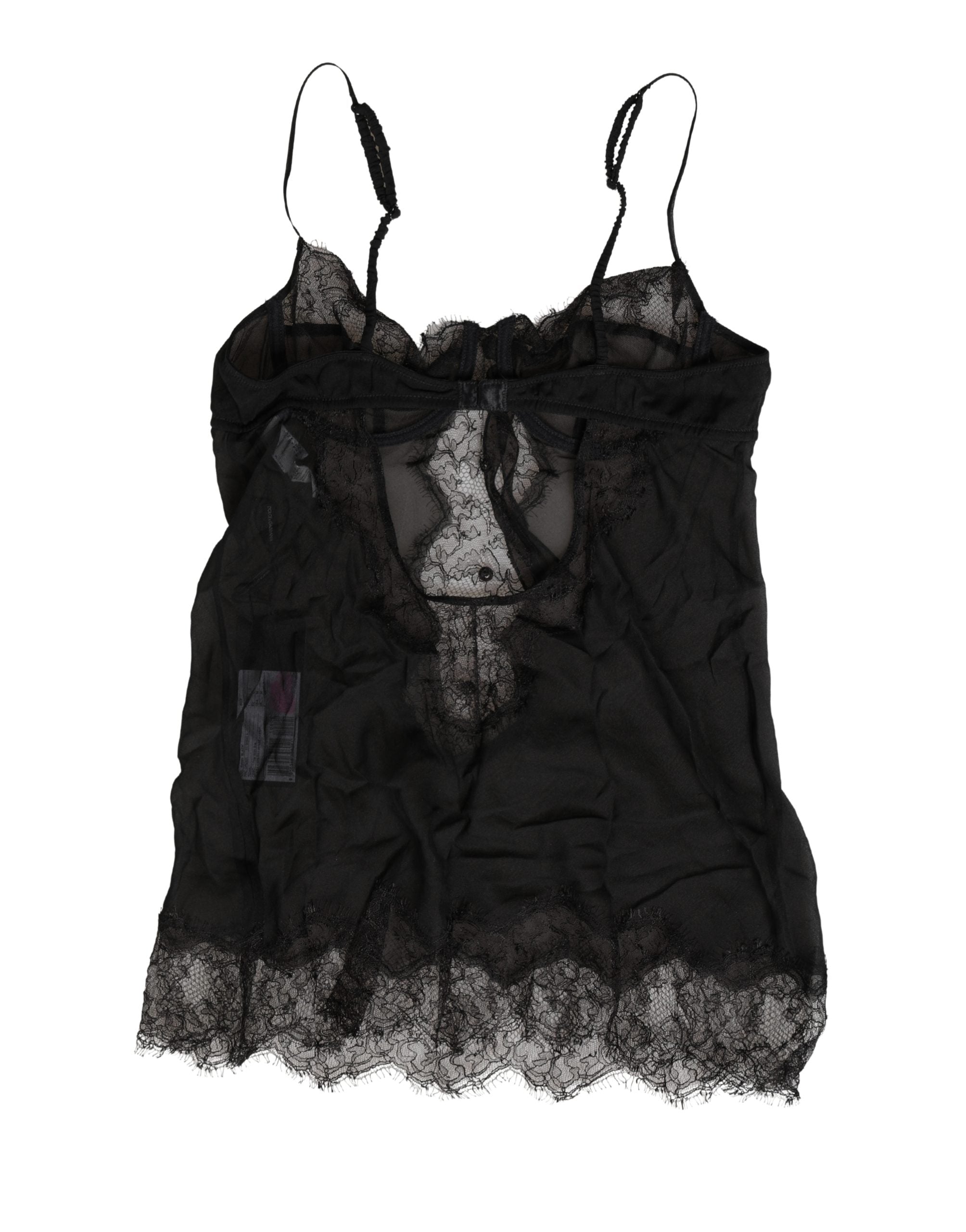 Dolce & Gabbana Black Silk Lace Lingerie Chemise Top Women's Underwear