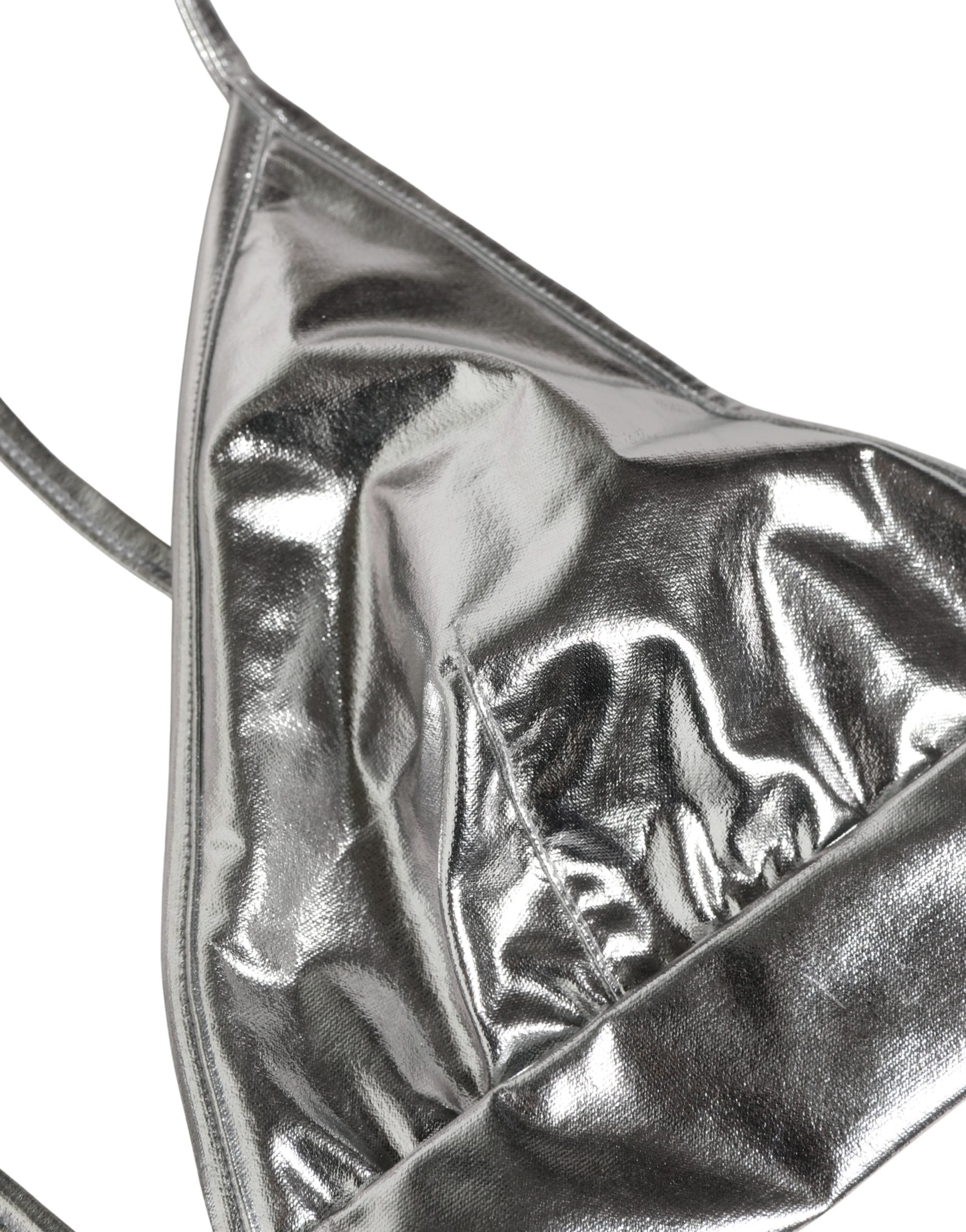 Dolce & Gabbana Metallic Silver Sleeveless Bustier Cropped Women's Top