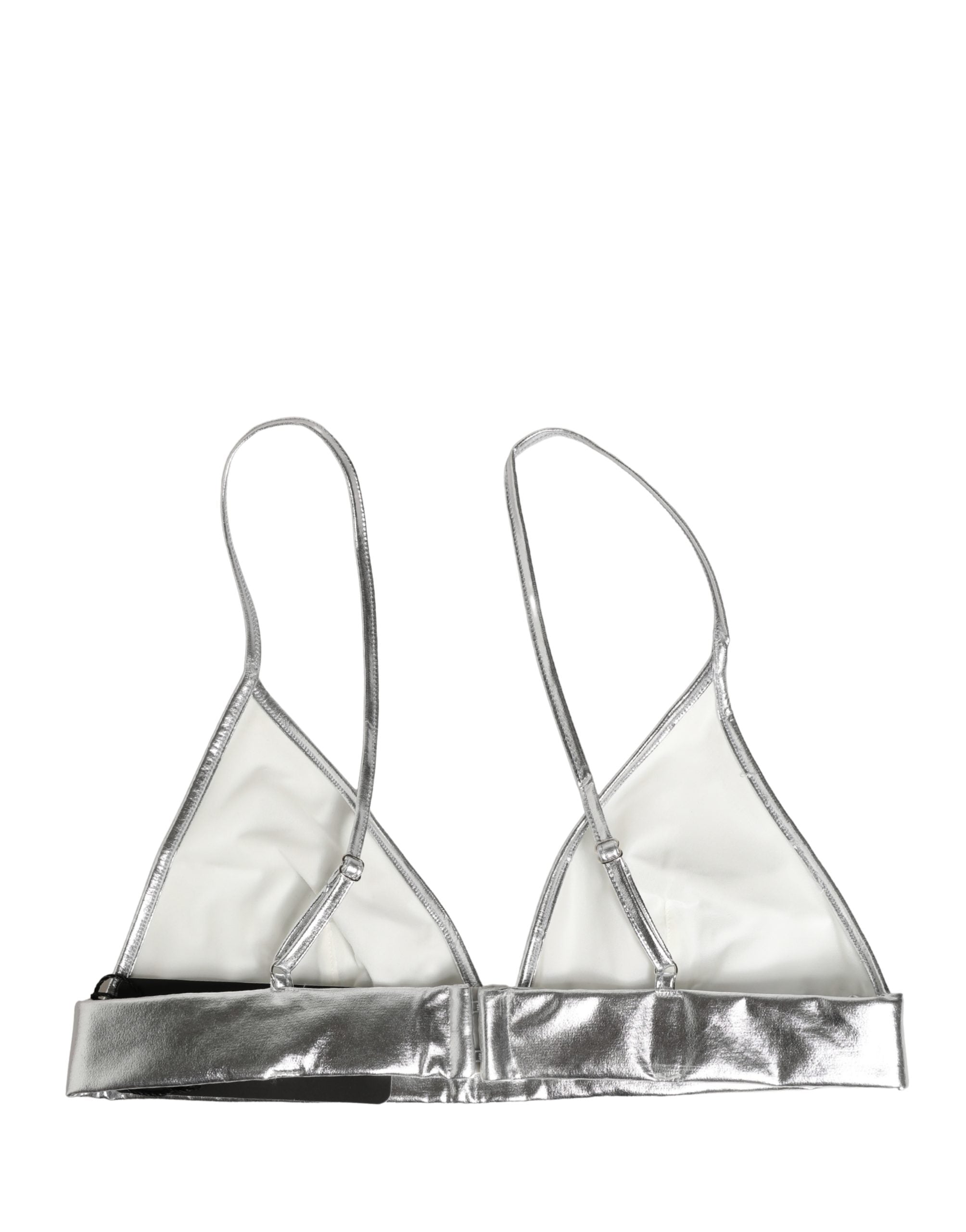 Dolce & Gabbana Metallic Silver Sleeveless Bustier Cropped Women's Top