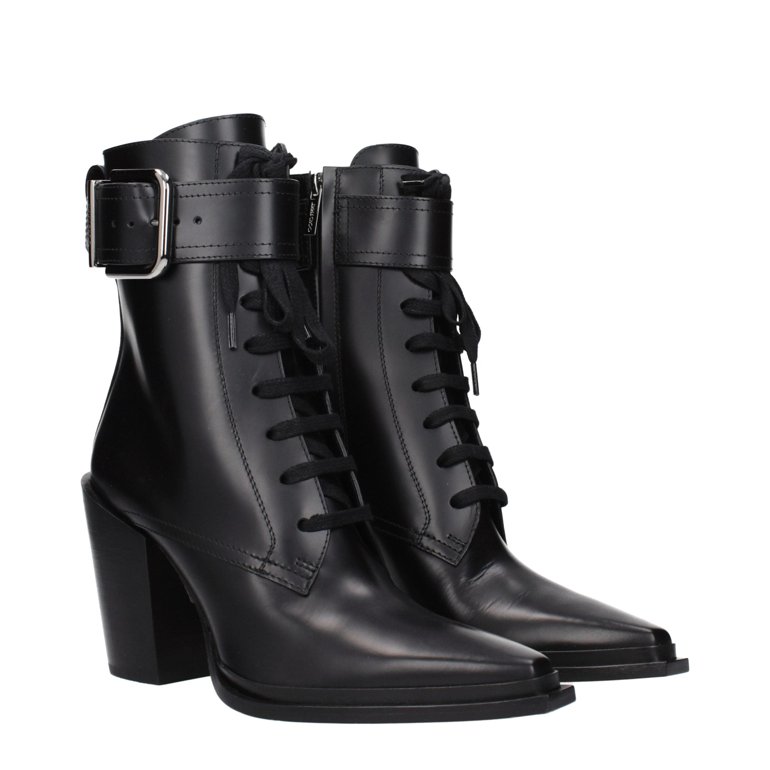 Jimmy Choo Black Leather Ankle Women's Boots