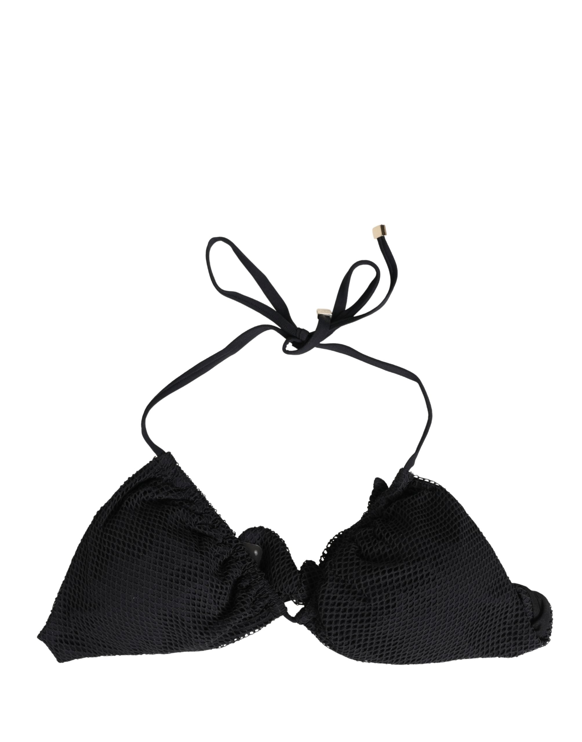 Dolce & Gabbana Black Padded Triangle Halter Bikini Top Women's Swimwear