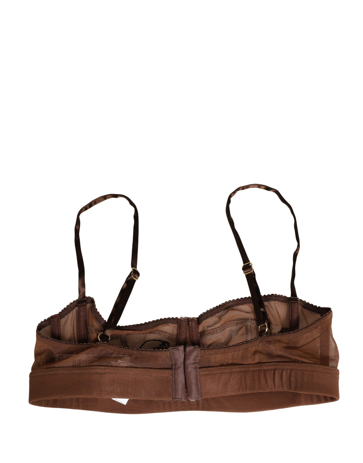 Dolce & Gabbana Brown DG Logo Nylon Mesh Balconette Bra Women's Underwear