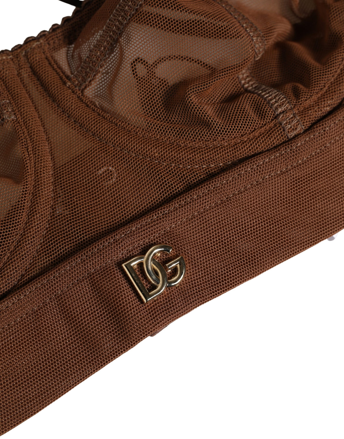 Dolce & Gabbana Brown DG Logo Nylon Mesh Balconette Bra Women's Underwear