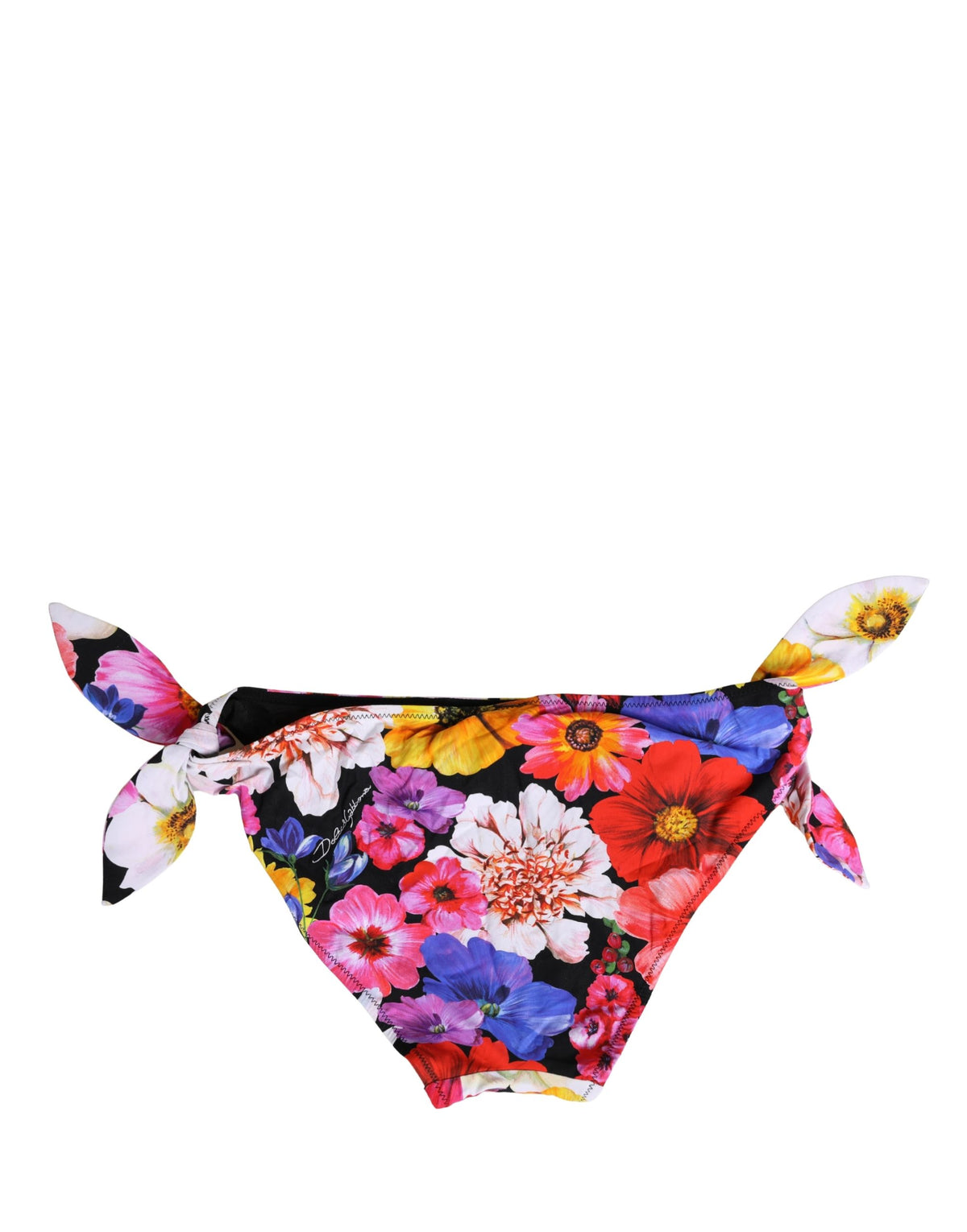 Dolce & Gabbana Black Floral Print Swimsuit Bikini Bottom Women's Swimwear