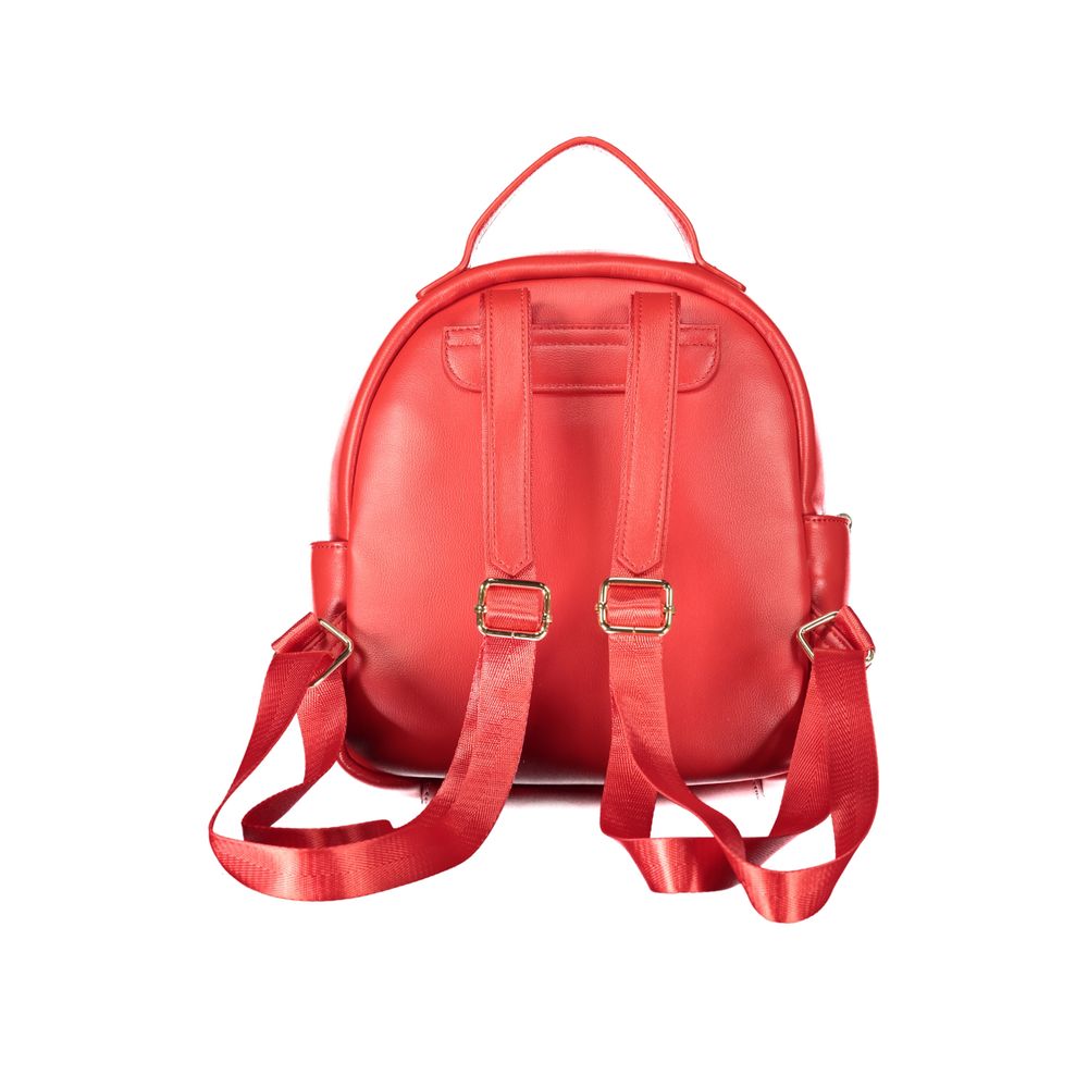 Mario Valentino Rosso Polyurethane Women's Backpack with External Women's Pockets