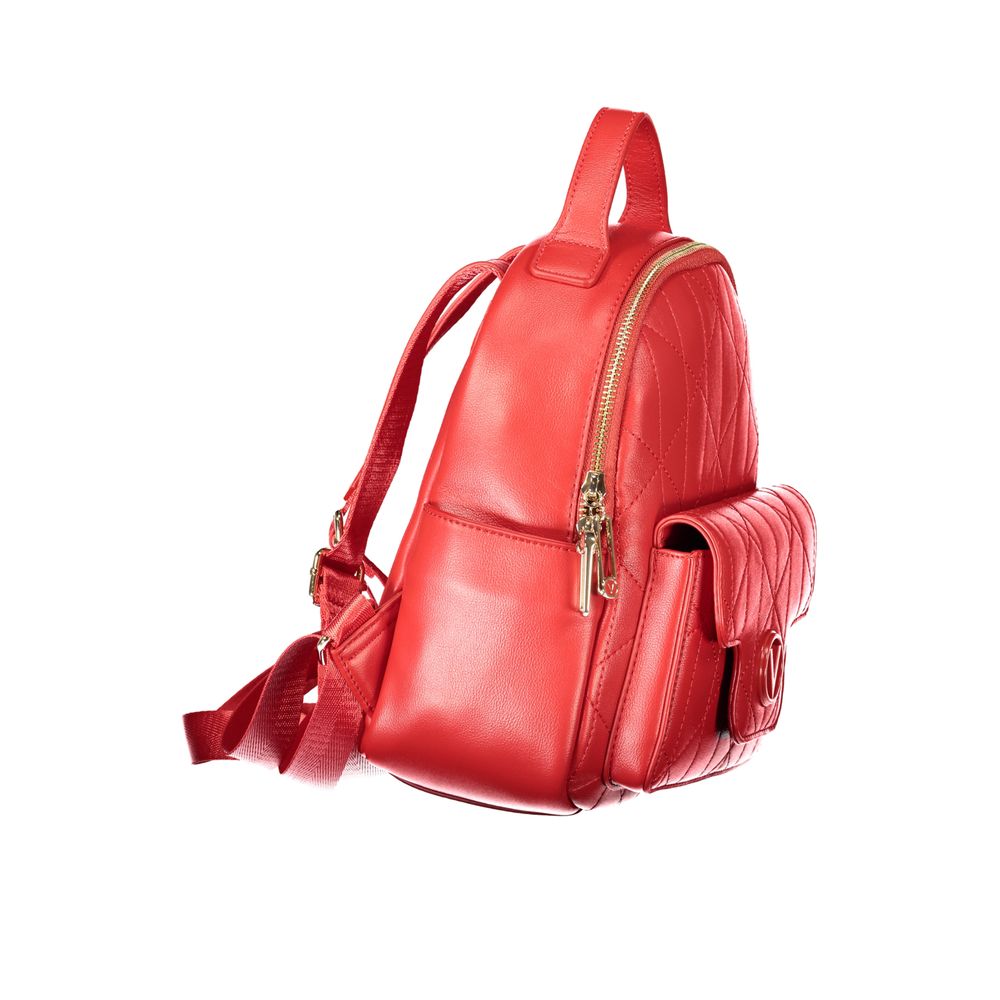 Mario Valentino Rosso Polyurethane Women's Backpack with External Women's Pockets
