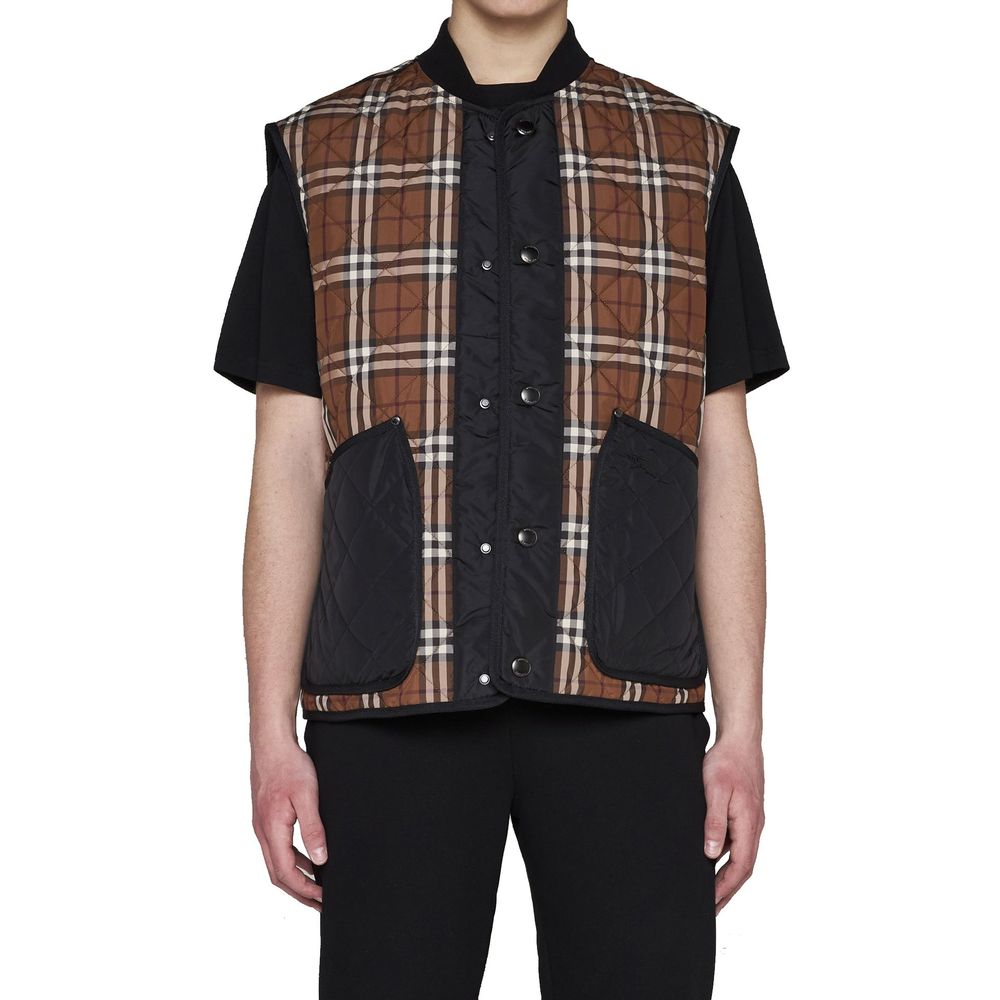 Burberry Brown Polyester Sleeveless Men's Jacket