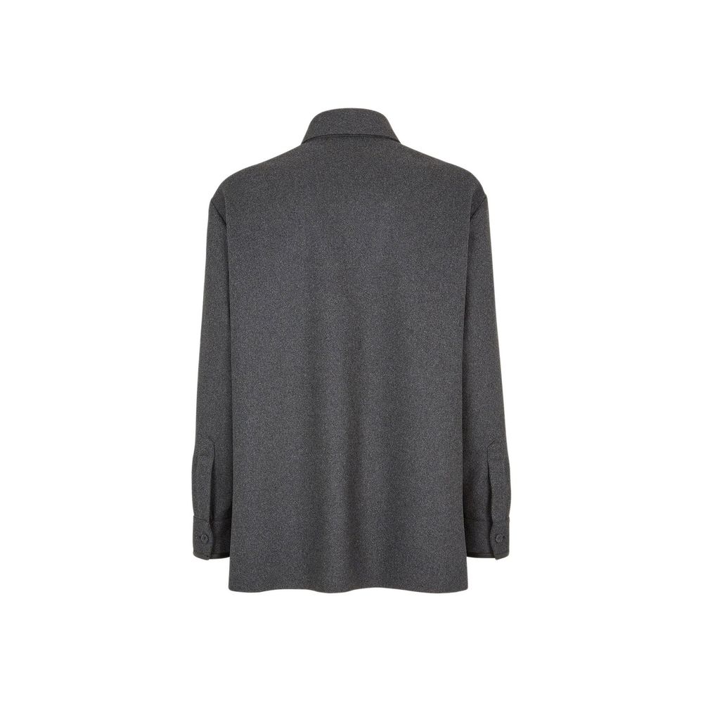 Fendi Gray Cashmere Full-Length Men's Jacket