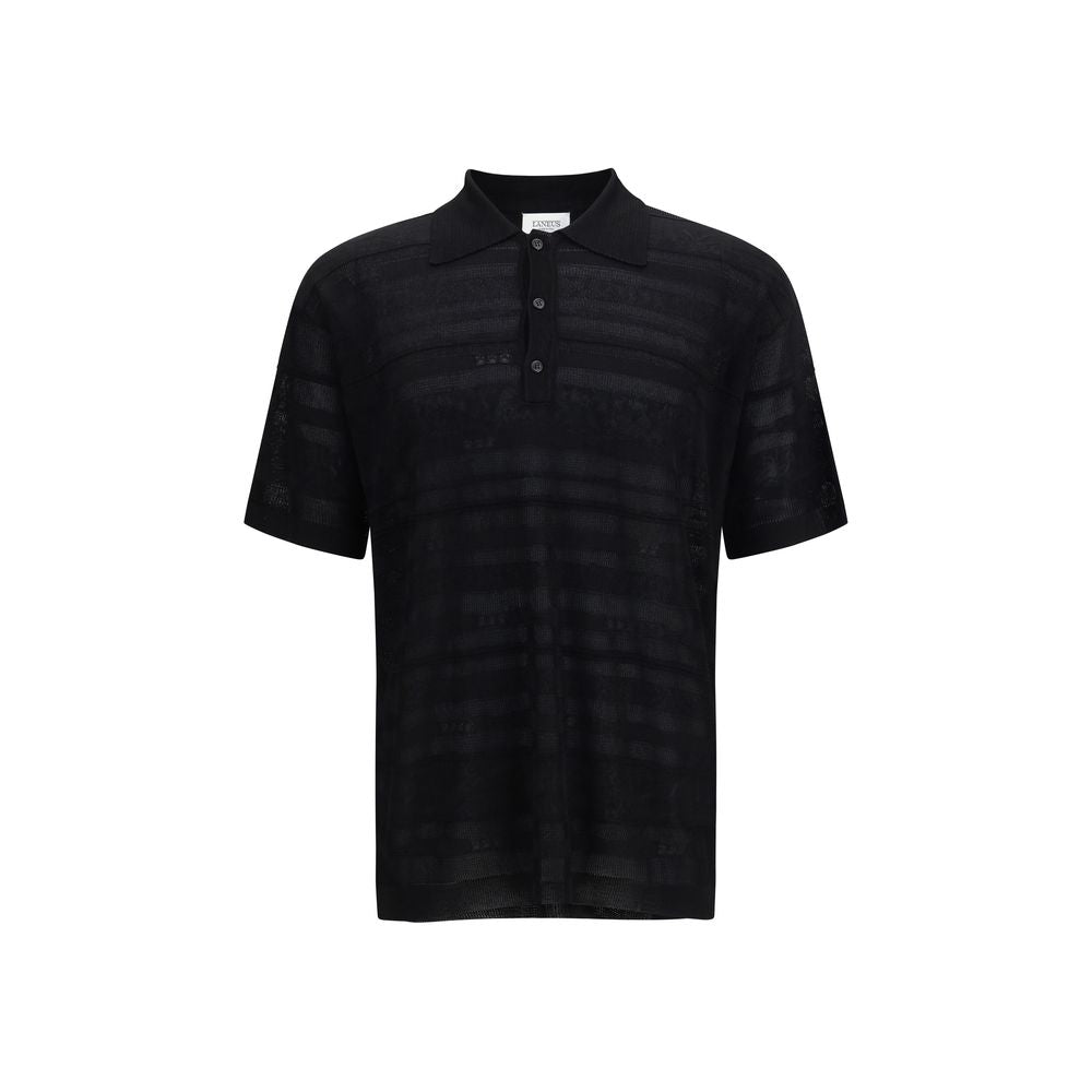 Laneus Black Cotton Polo Men's Shirt