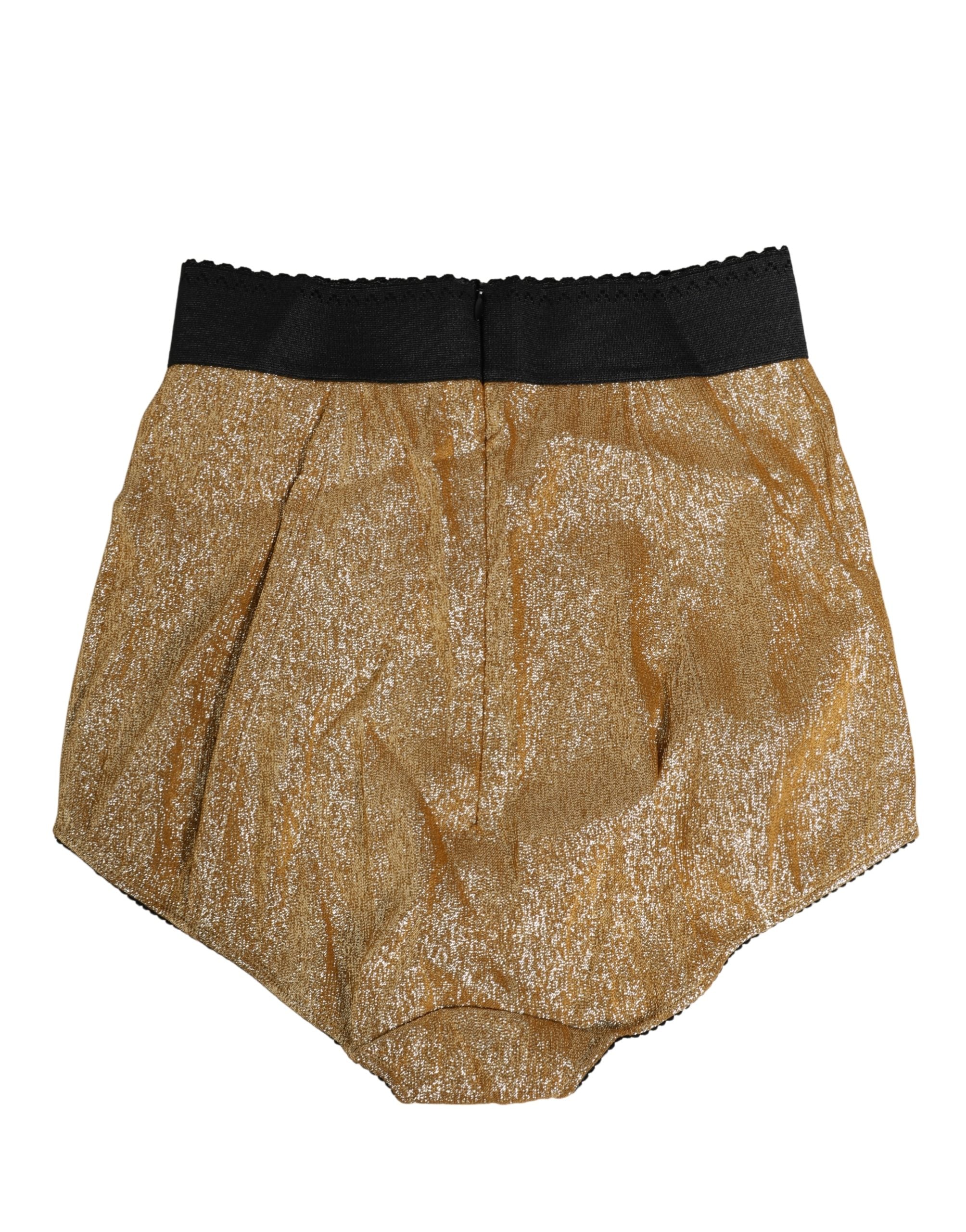 Dolce & Gabbana Gold Silk Blend High Waist Girdle Panty Women's Underwear