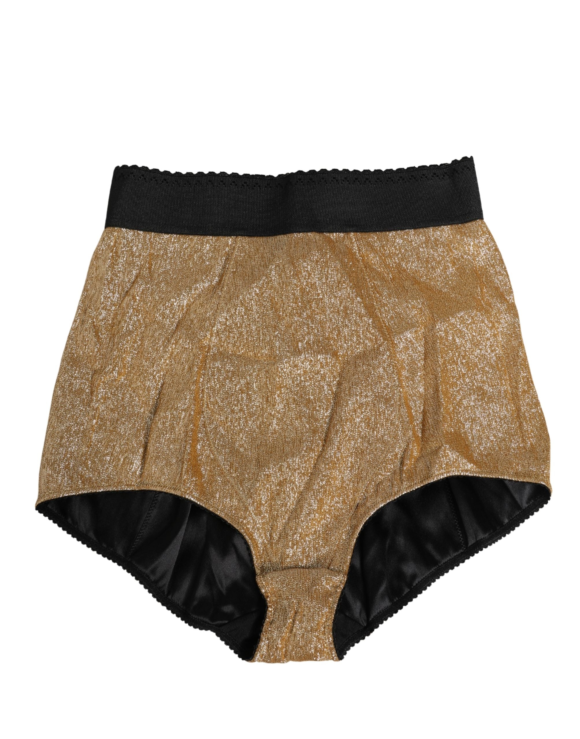Dolce & Gabbana Gold Silk Blend High Waist Girdle Panty Women's Underwear