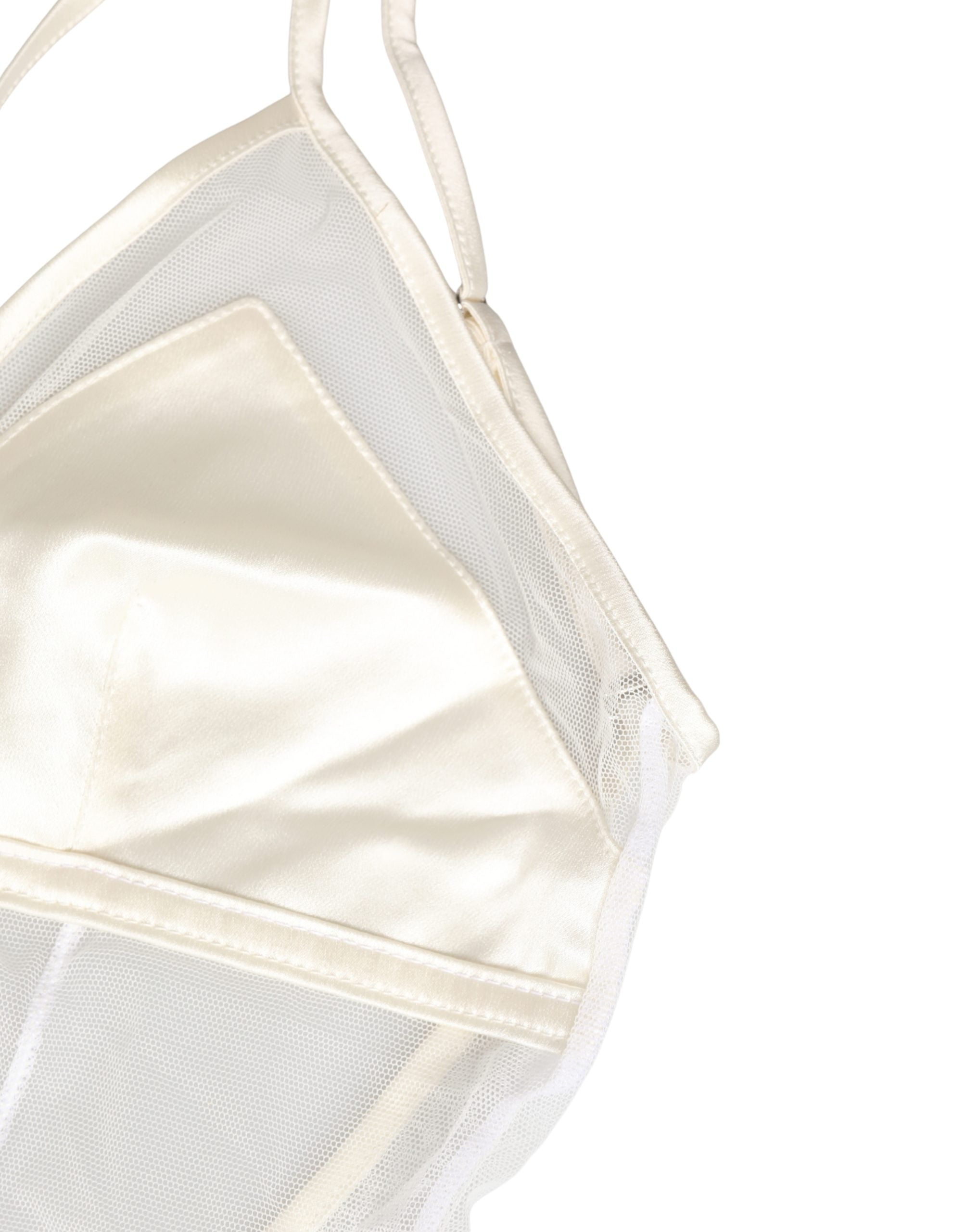 Dolce & Gabbana White Sheer Nylon Bodysuit Halterneck Women's Underwear