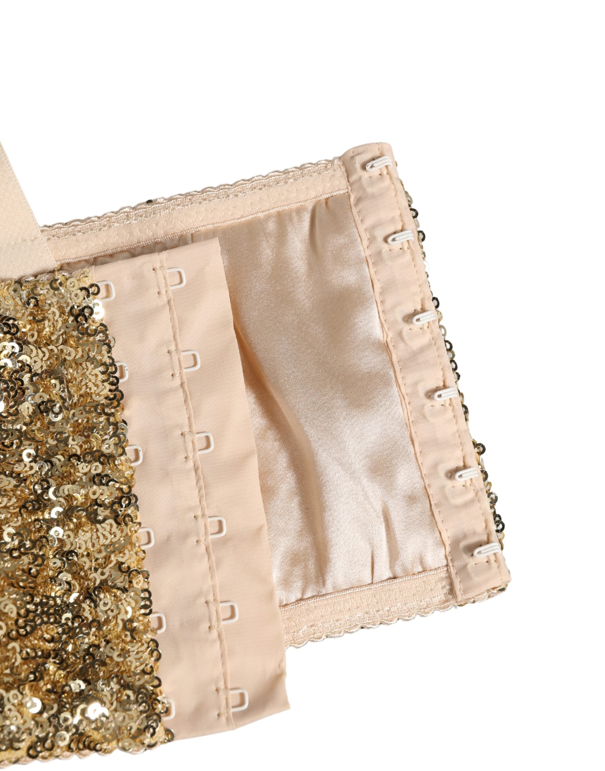 Dolce & Gabbana Gold Sequined Semi-Pad Underwire Bra Women's Underwear