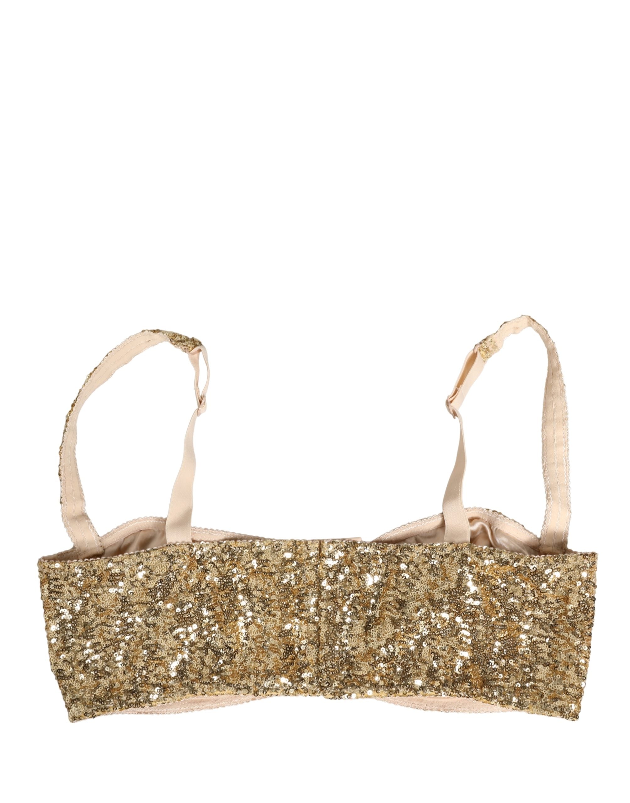 Dolce & Gabbana Gold Sequined Semi-Pad Underwire Bra Women's Underwear