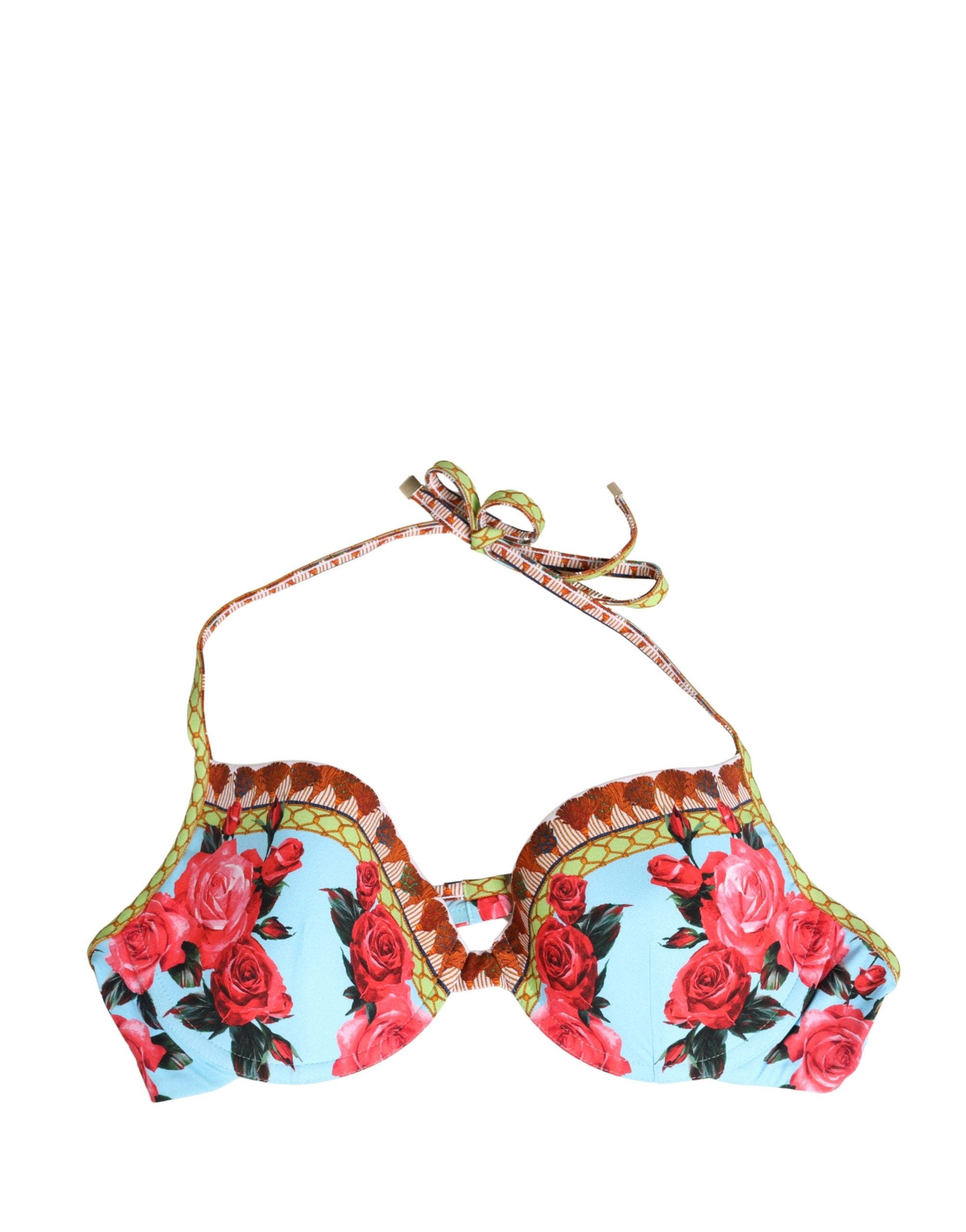 Dolce & Gabbana Multicolor Floral Print Halter Bikini Top Women's Swimwear