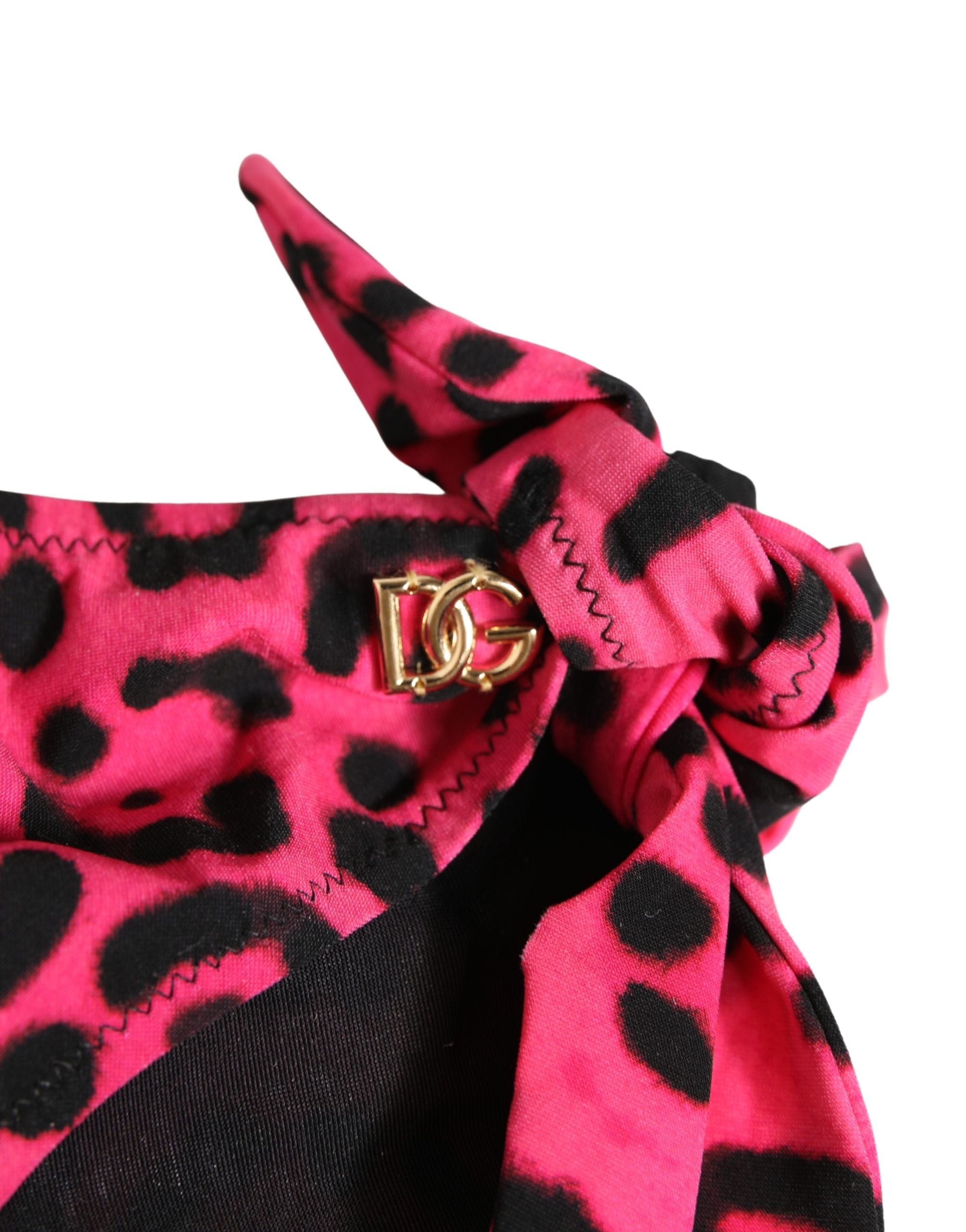Dolce & Gabbana Pink Leopard Print Bikini Bottom Beachwear Women's Swimwear