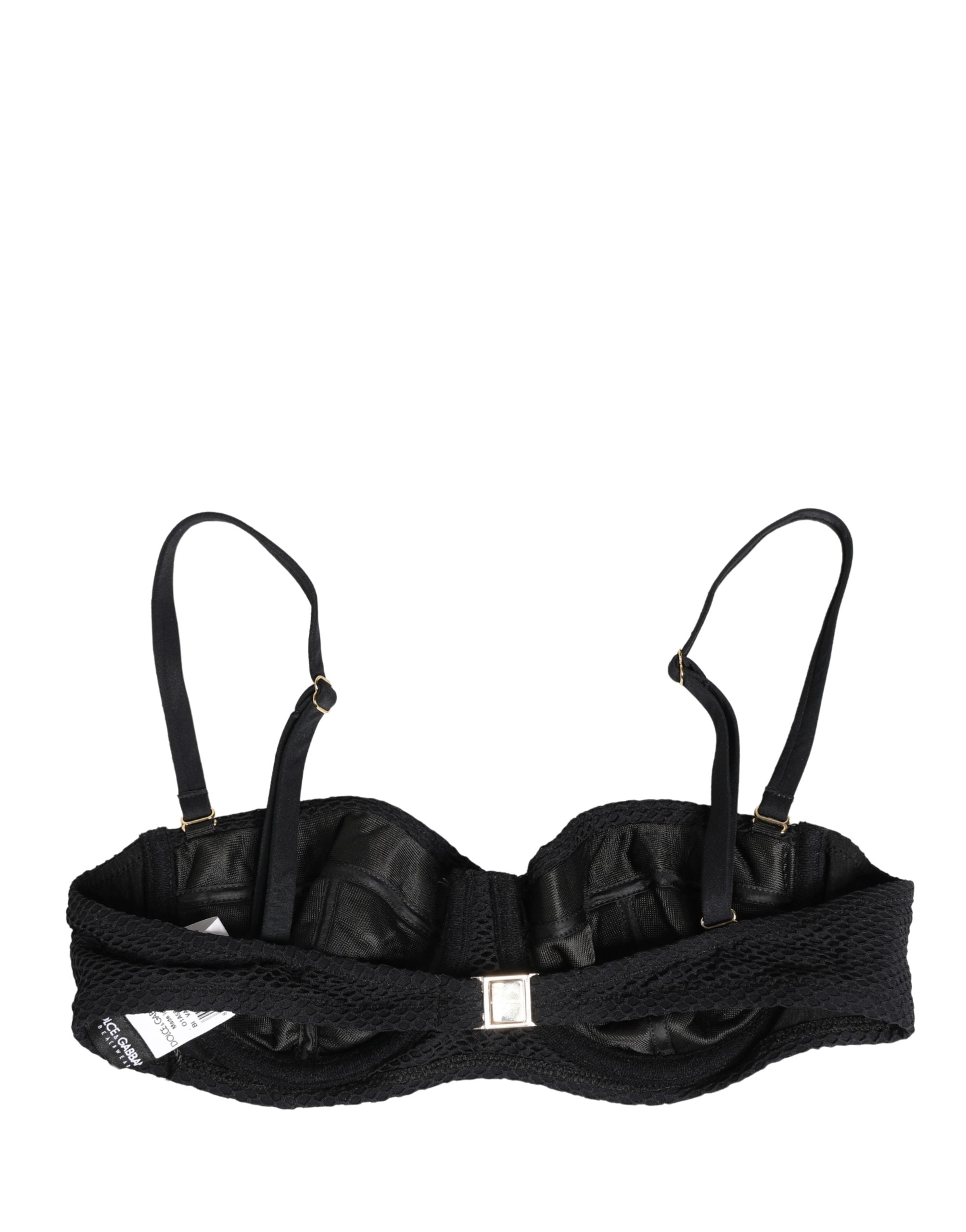 Dolce & Gabbana Black Nylon Padded Balconnet Brassiere Women's Underwear
