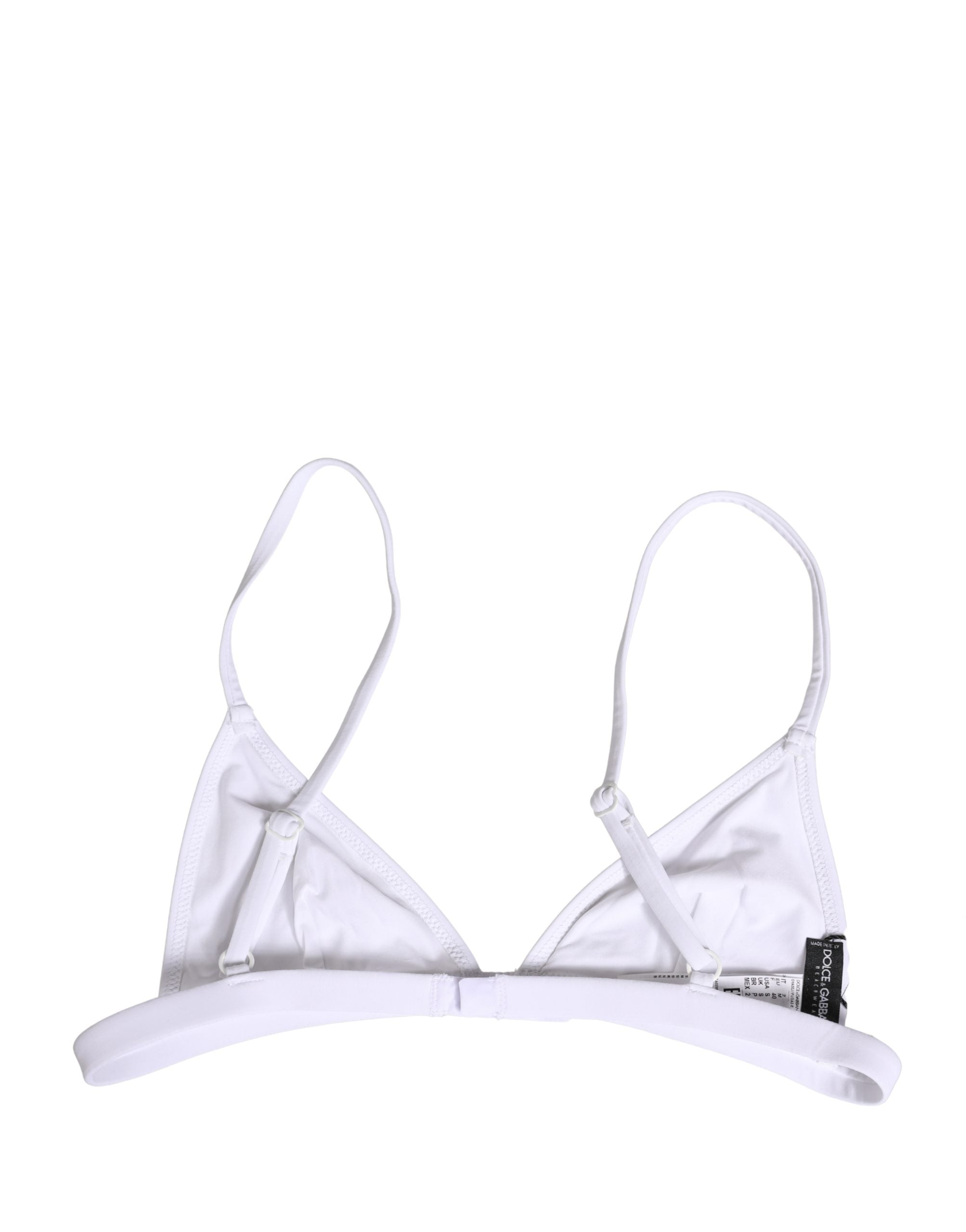 Dolce & Gabbana White Nylon Triangle Beachwear Bikini Top Women's Swimwear