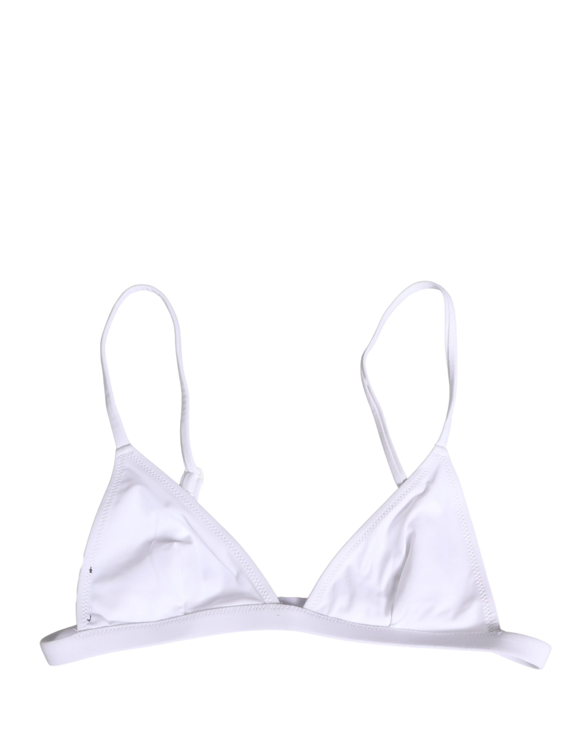 Dolce & Gabbana White Nylon Triangle Beachwear Bikini Top Women's Swimwear