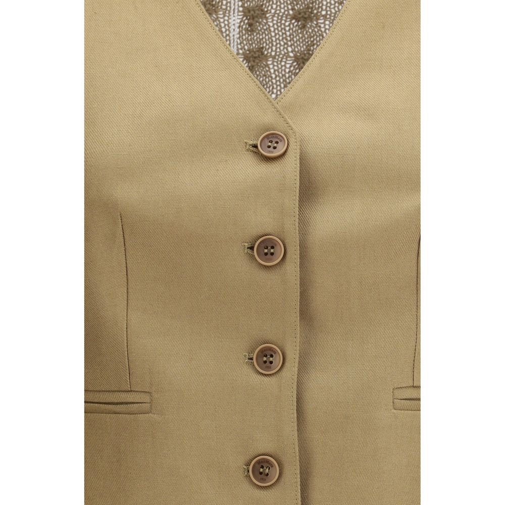 Max Mara Beige Linen Women's Waistcoat