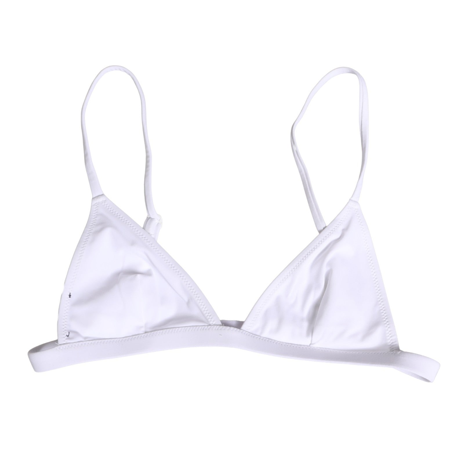 Dolce & Gabbana White Nylon Triangle Beachwear Bikini Top Women's Swimwear