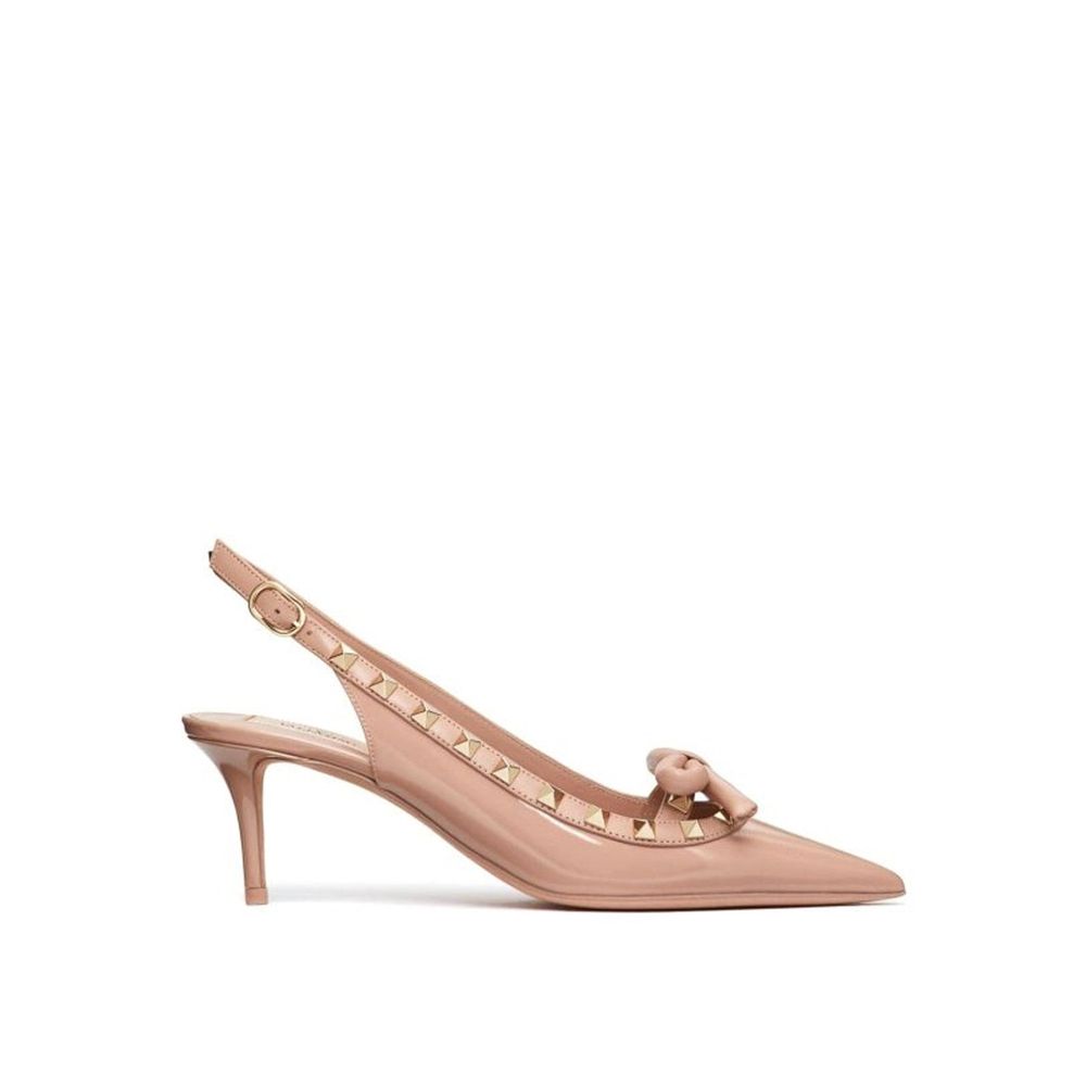 Valentino Garavani Beige Calfskin Mid Heel Women's Pumps
