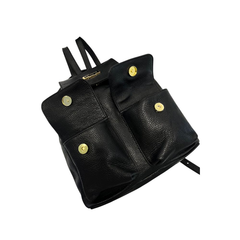 Baldinini Trend Black Leather Women Women's Backpack