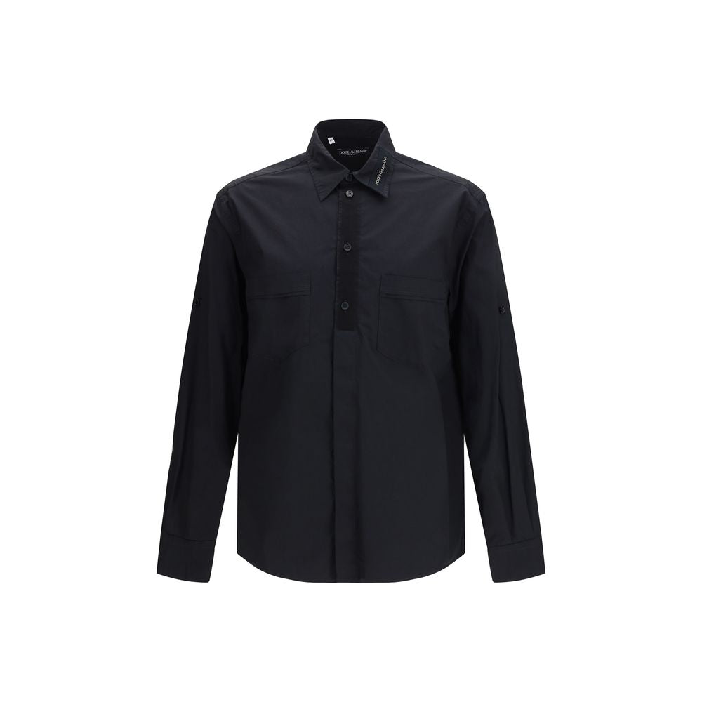 Dolce & Gabbana Black Cotton Dress Men's Shirt
