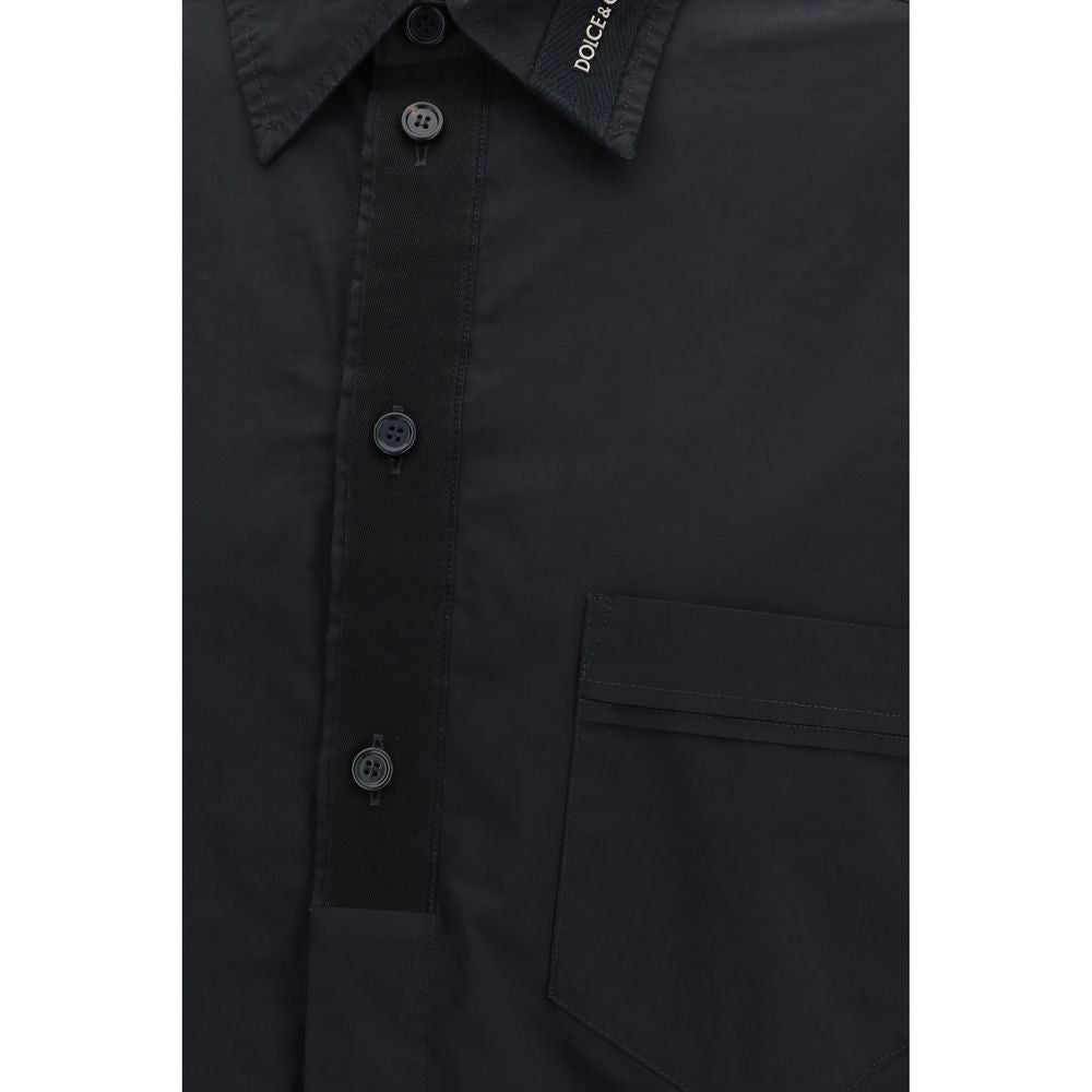 Dolce & Gabbana Black Cotton Dress Men's Shirt
