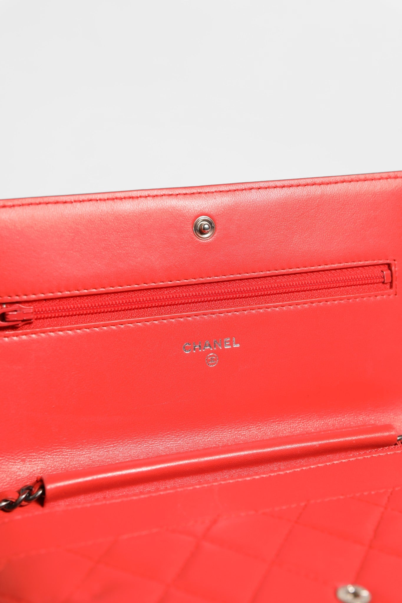 Chanel Chanel Boy Wallet on Chain Red Women's Lambskin (Pre-Owned)